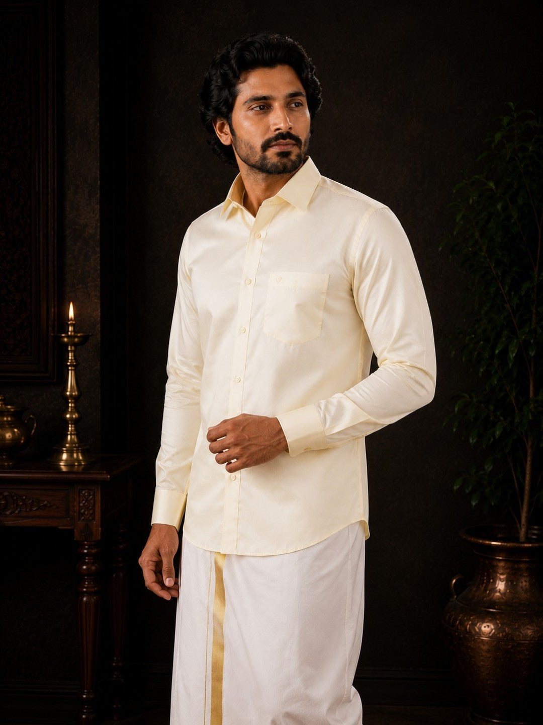 Tattva Mens White Solid Shirt