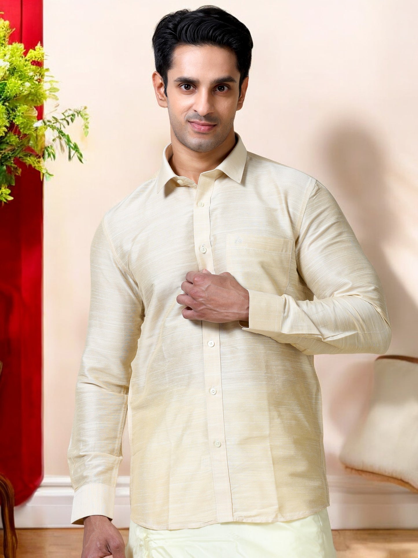 Tattva Men Slim Fit Solid Cut Away Collar Formal Shirt