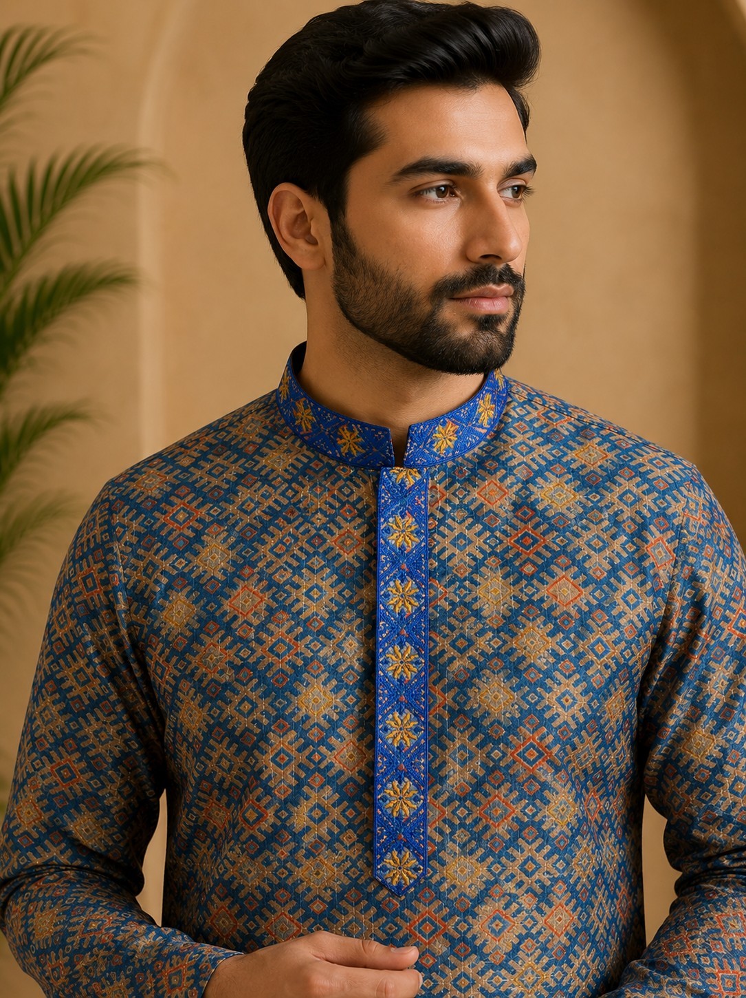 Tattva Men Ethnic Motifs Printed Regular Thread Work Kurta with Pyjamas