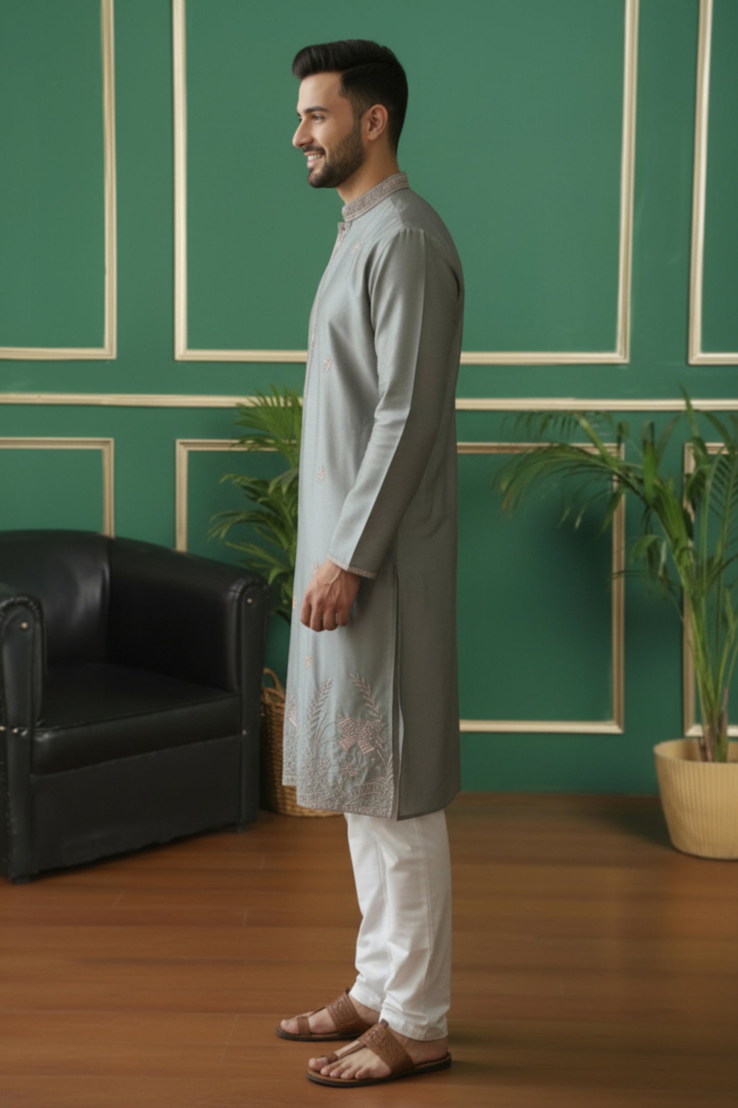 Tattva Men Embroidered Threadwork Kurta with Pyjama