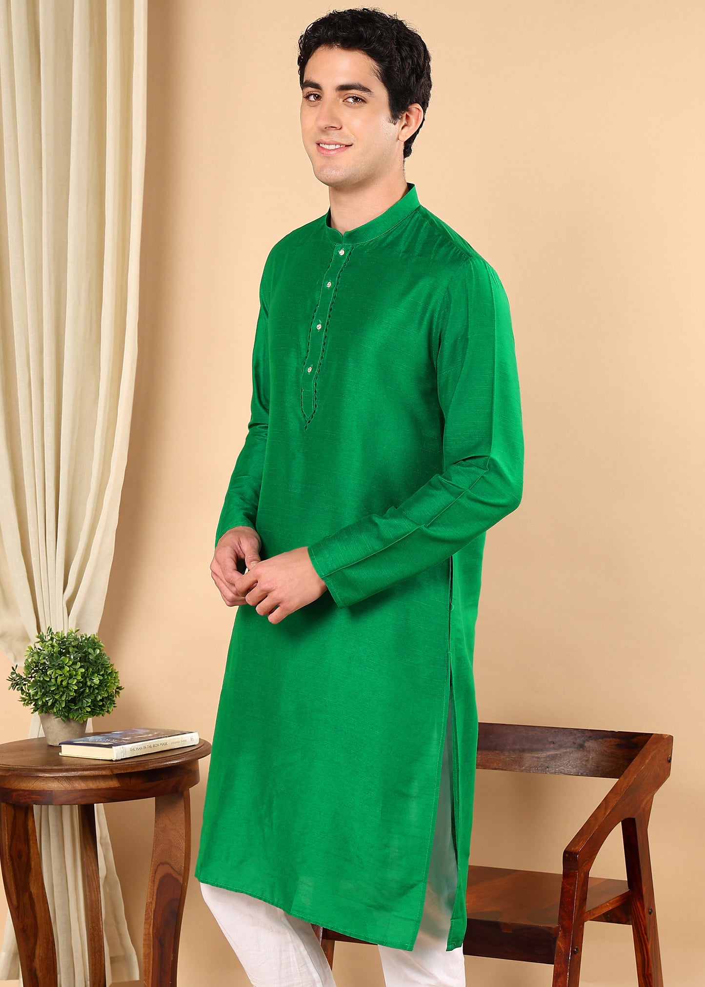 Tattva Men Solid Opaque Cotton Kurta Pyjama Set