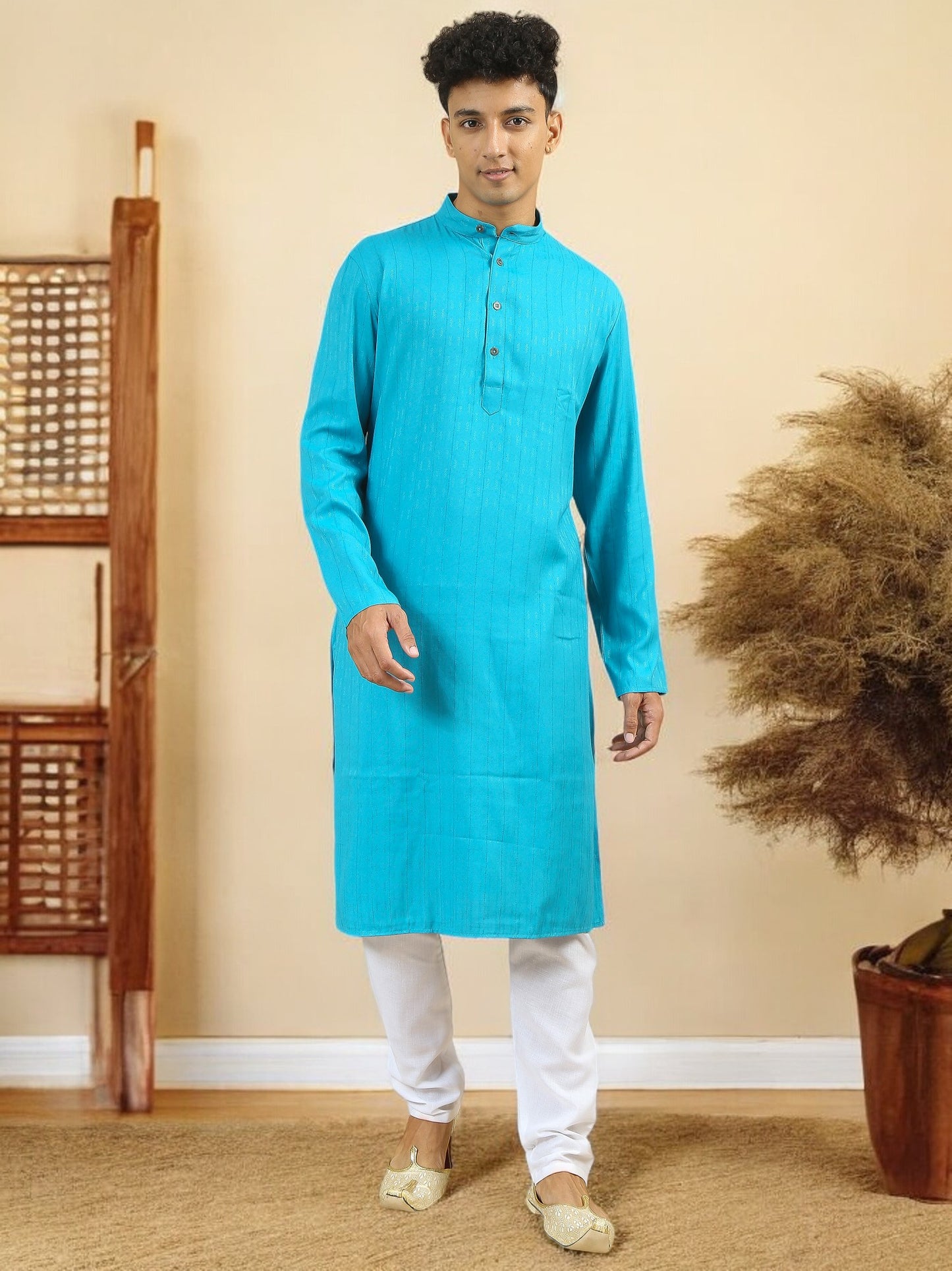 Tattva Men Cotton Blend Kurta Pyjama Set