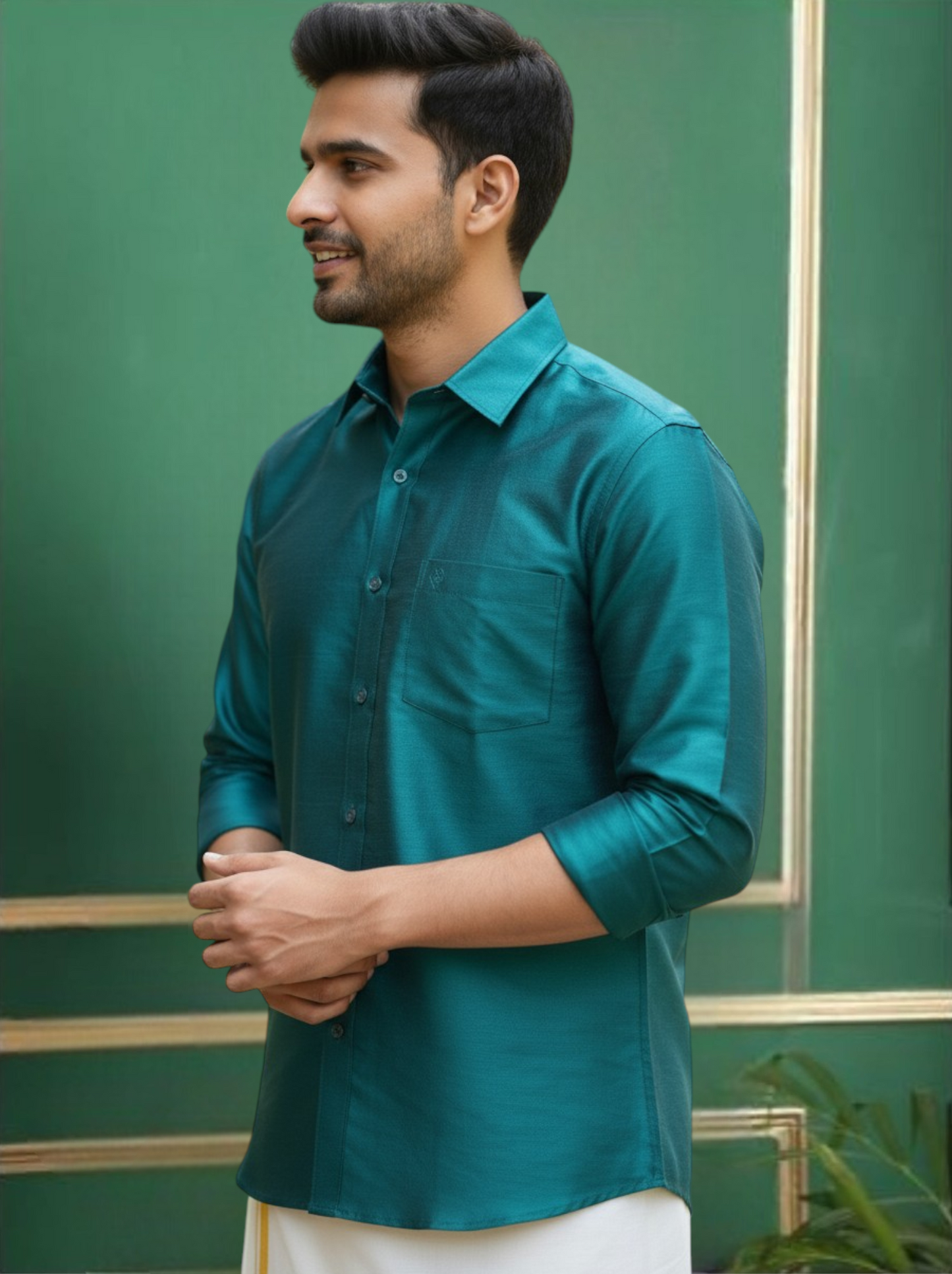 Tattva Mens Rama Green Solid Shirt