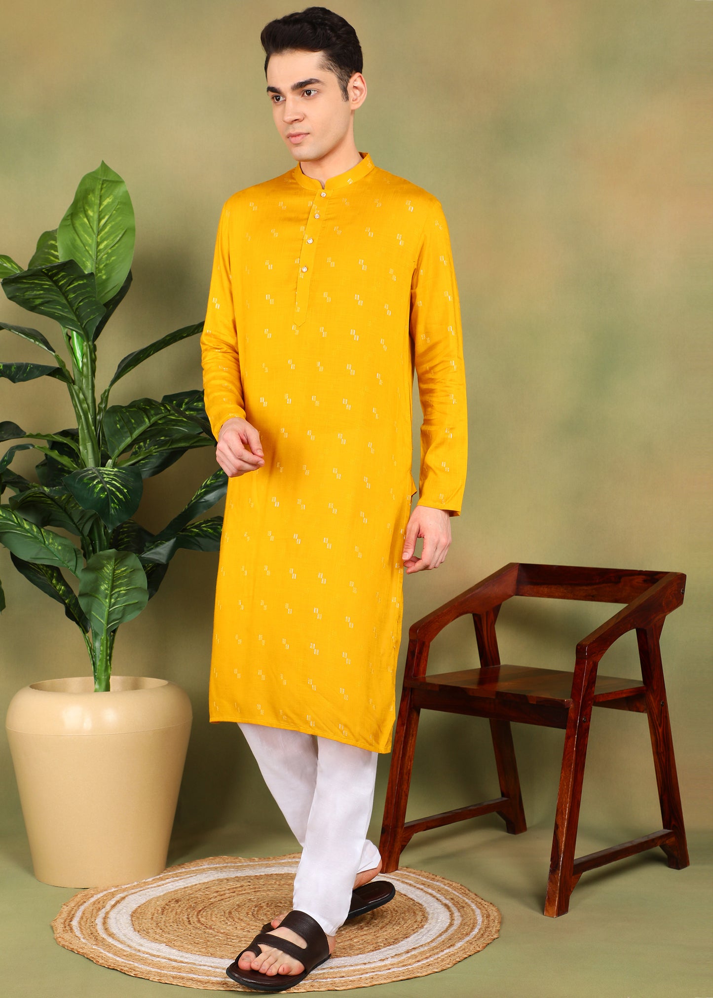 Tattva Men Geometric Printed Kurta Pyjama Set