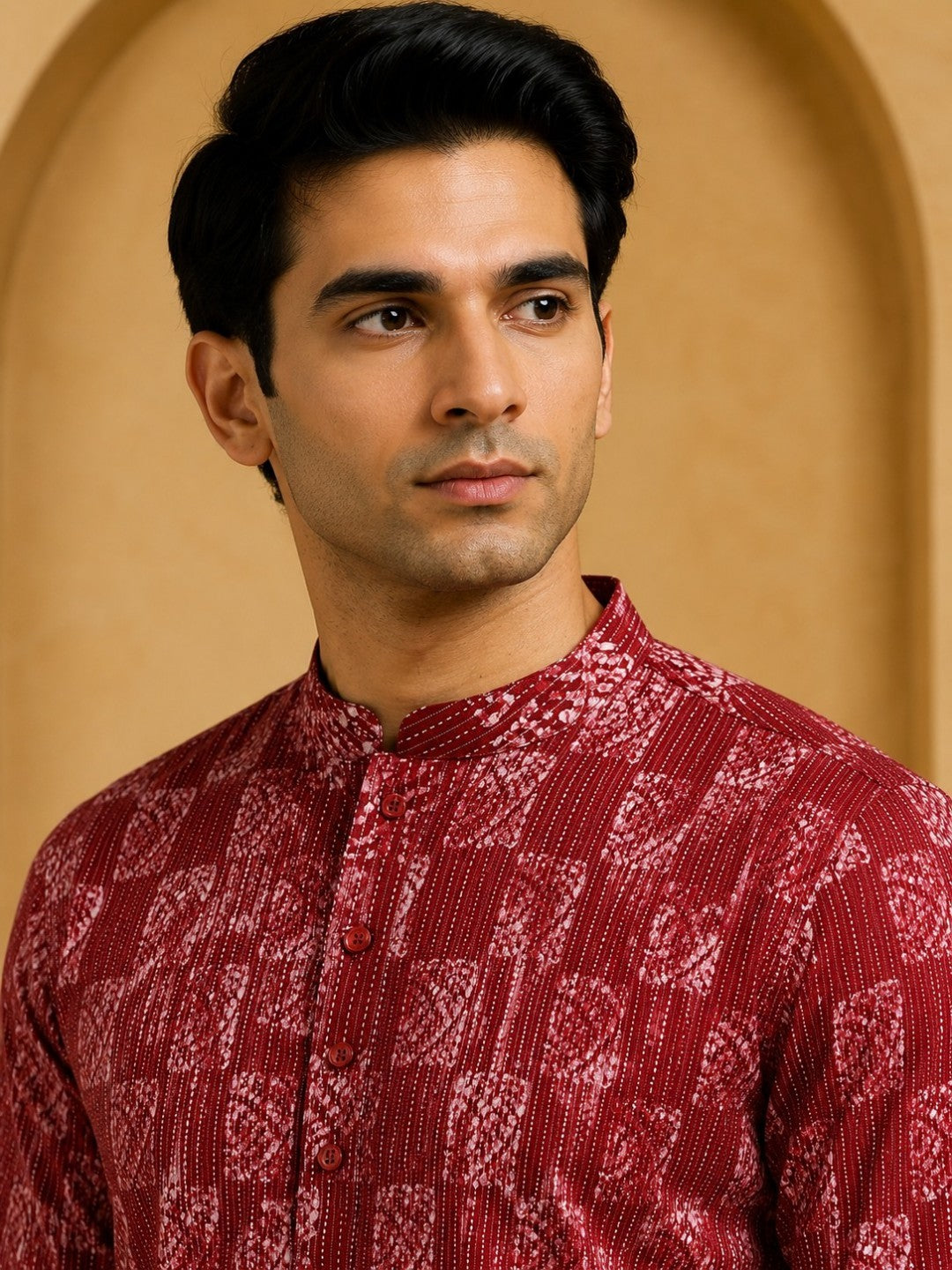 Tattva Men Blocks Printed Woven Thread Super Short Kurta