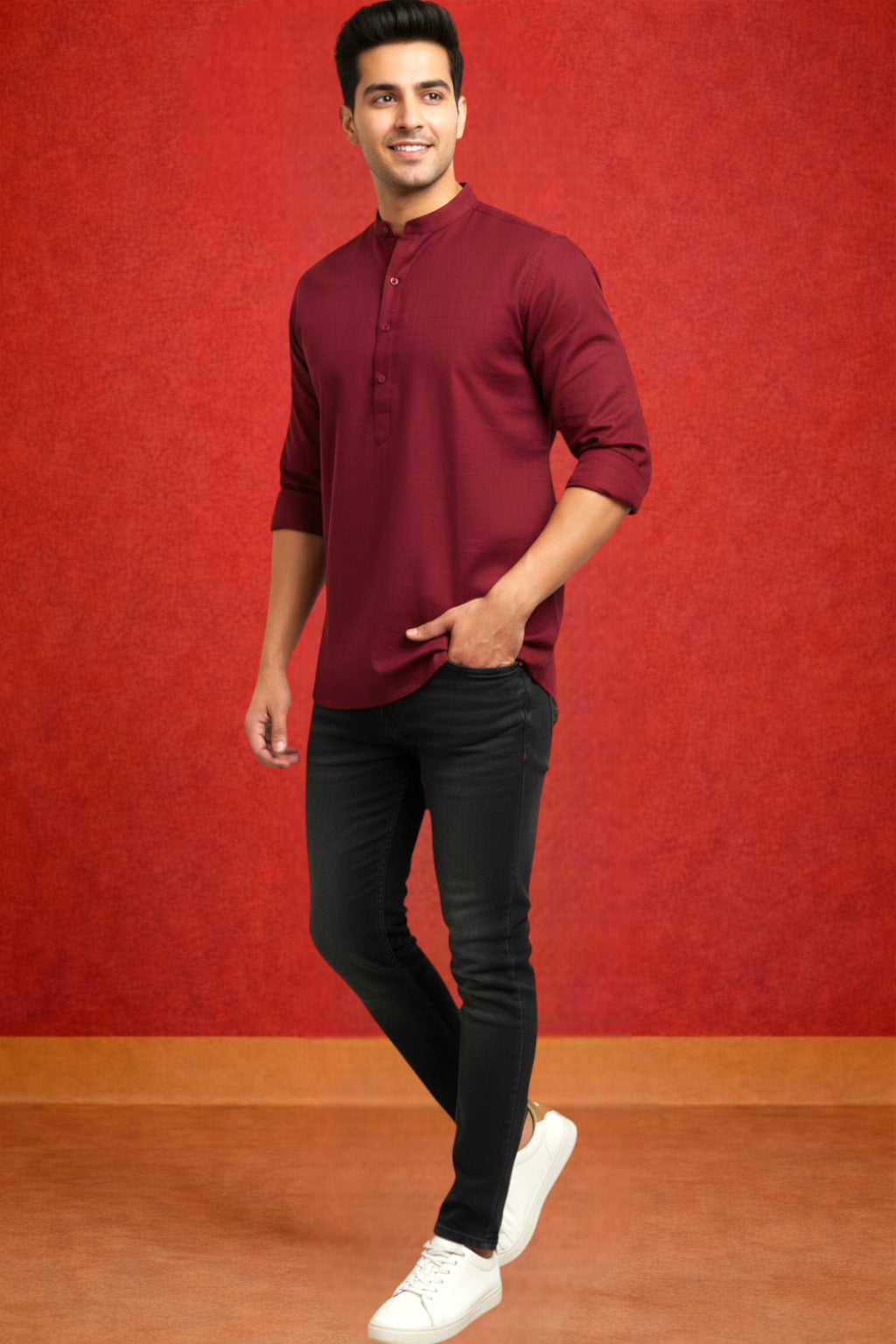 Tattva Men Premium Cotton Printed Straight Kurta