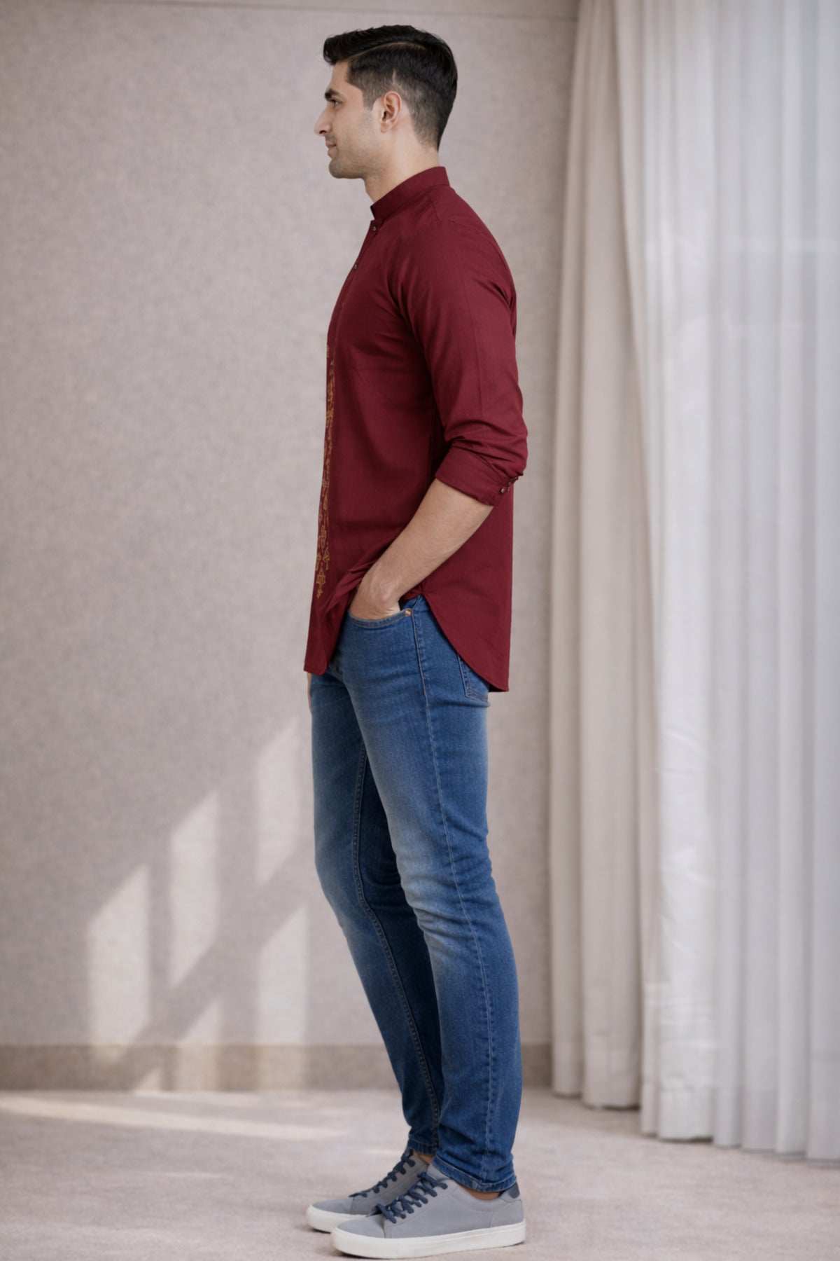 Tattva Men Premium Cotton Printed Straight Kurta