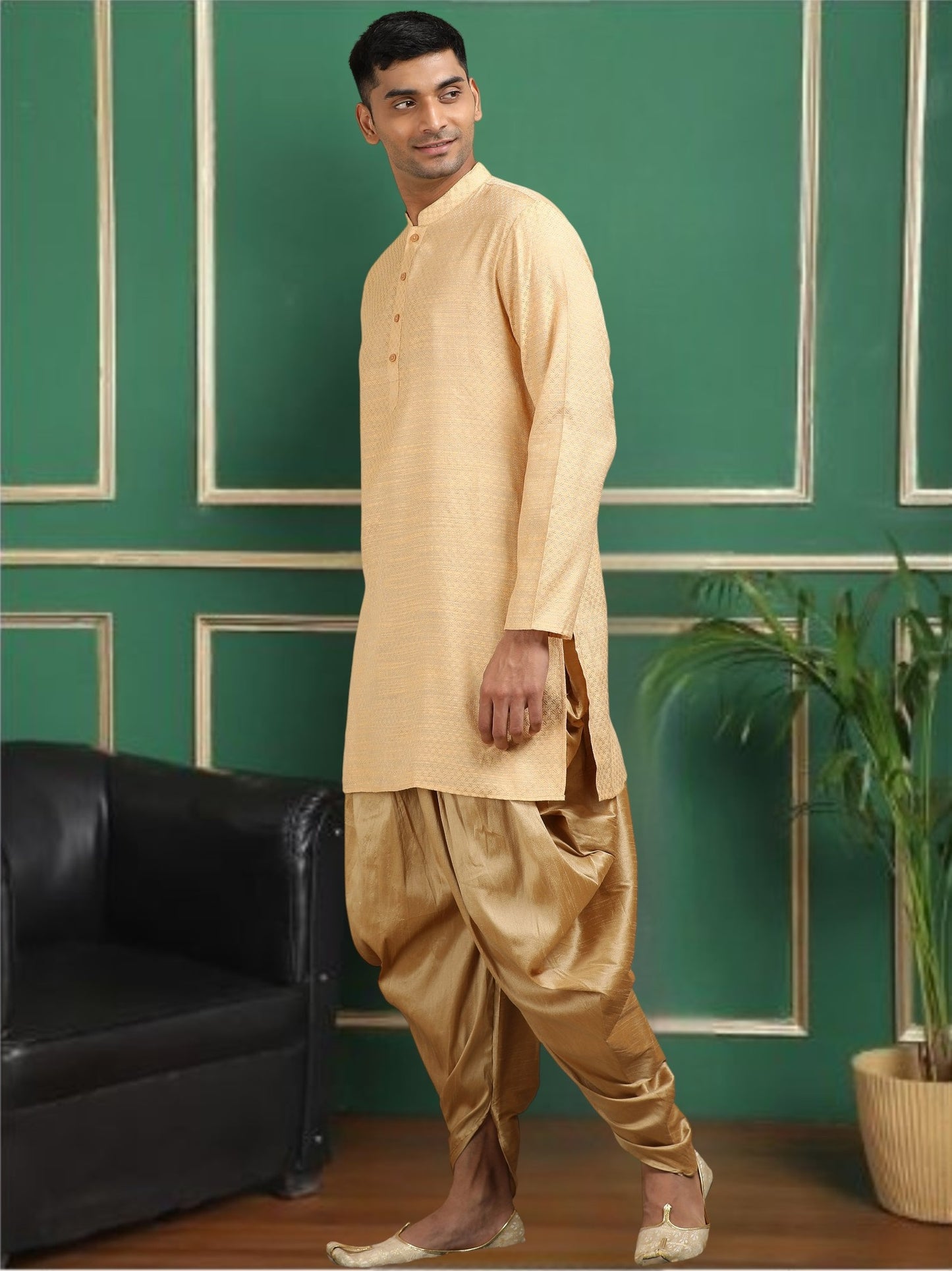 Tattva Bronze Toned Jacquard Short Kurta