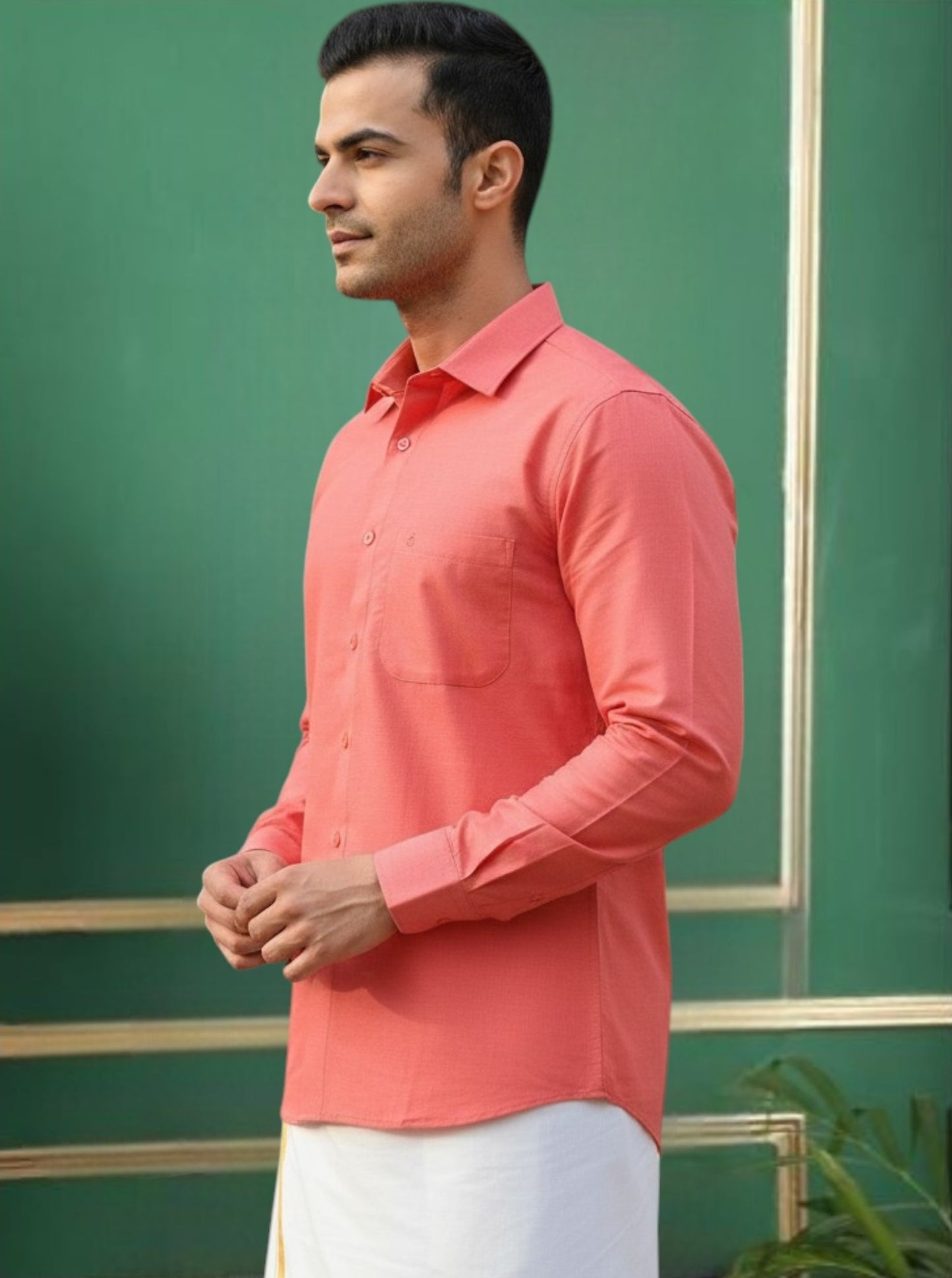 Tattva Men Regular Fit Solid Cut Away Collar Casual Shirt