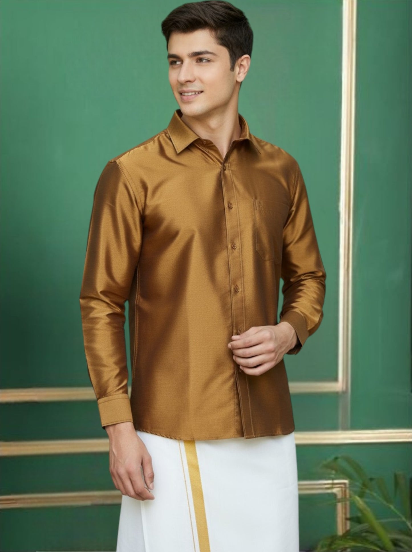 Tattva Men Solid Cut Away Collar Casual Shirt