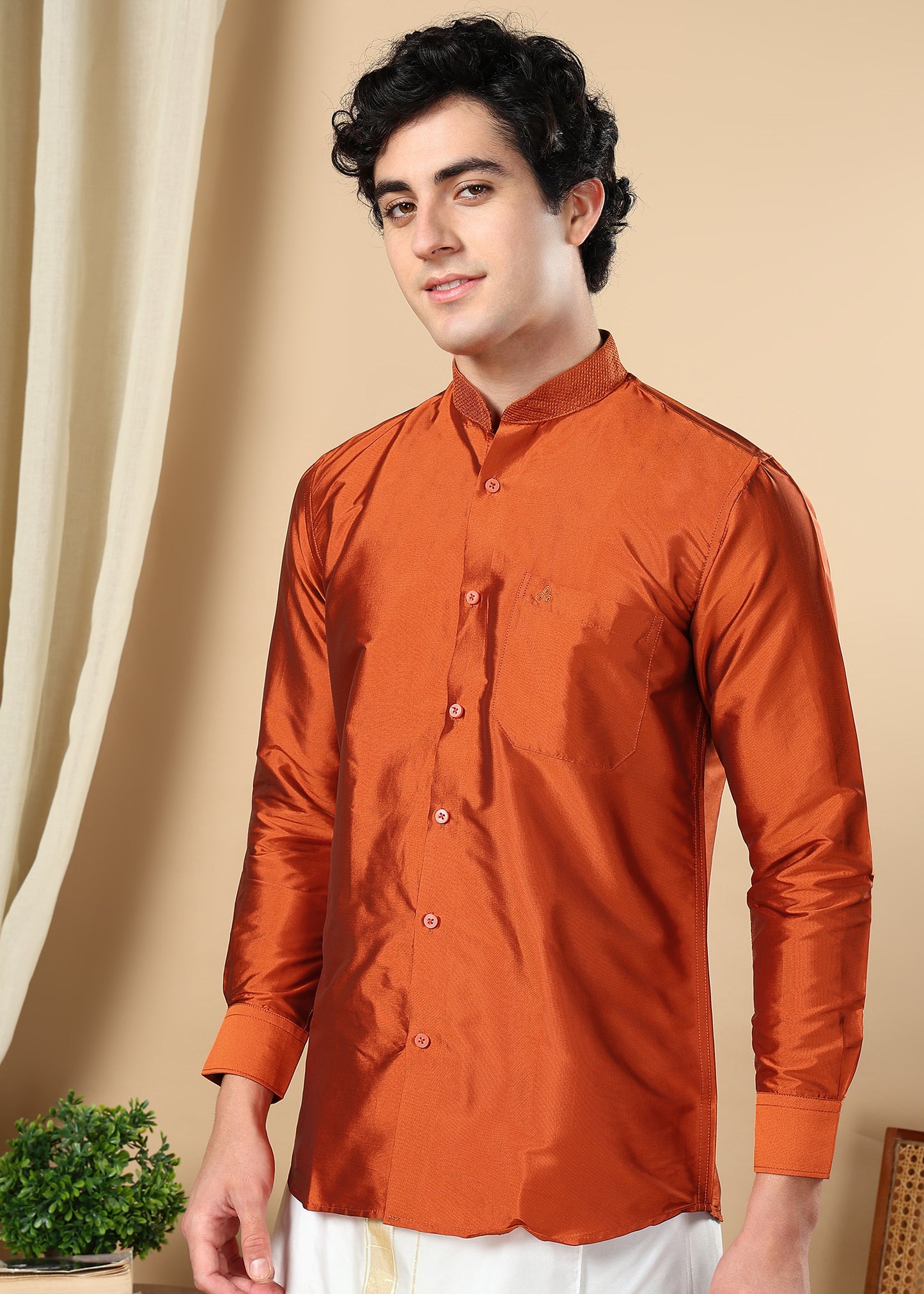 Tattva Men Copper Solid Shirt