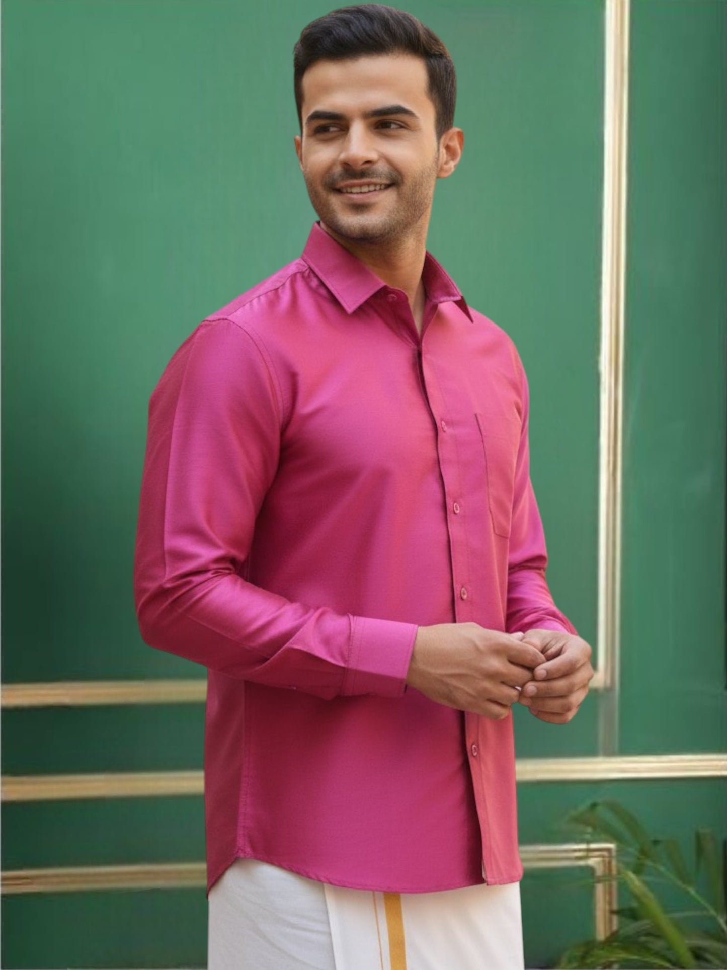 Tattva Pink Solid Regular Shirt