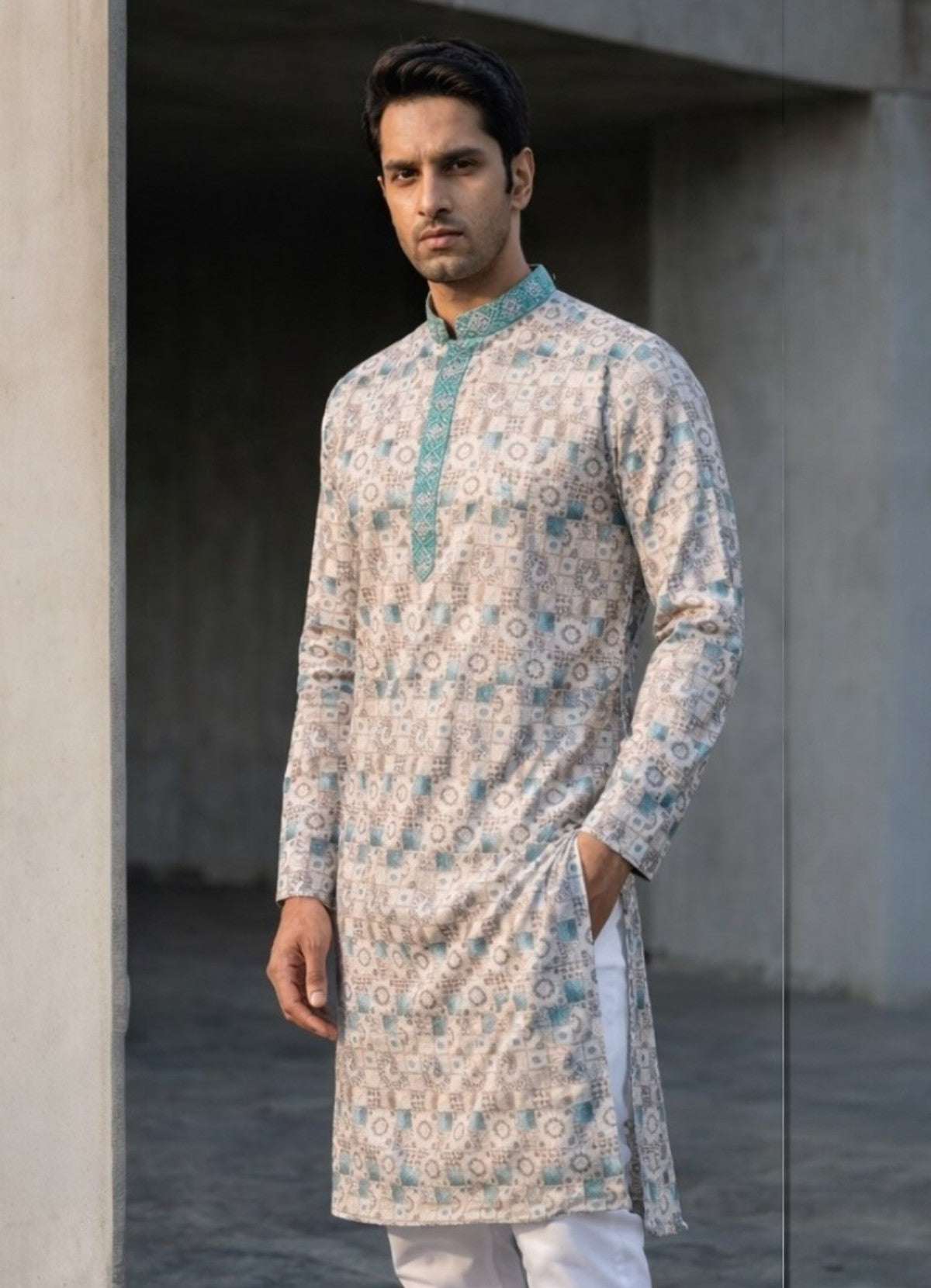 Tattva Woven Diamond Motif Multicolor Festive Kurta Set