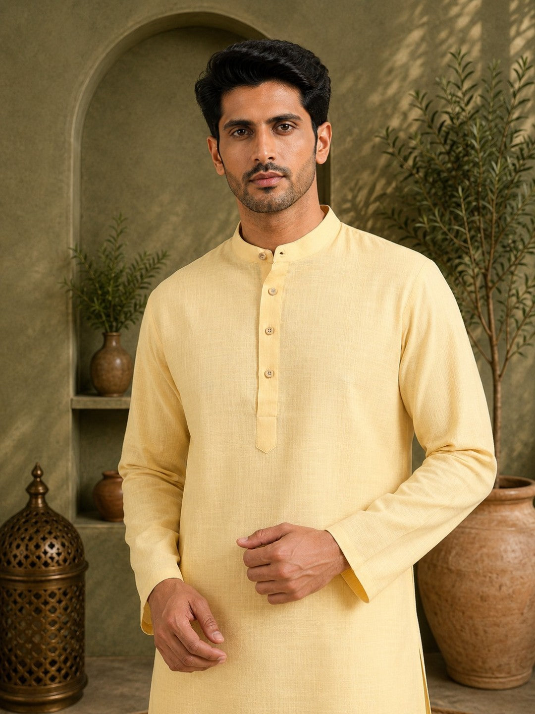 Tattva Men Premium Cotton Solid Straight Kurta