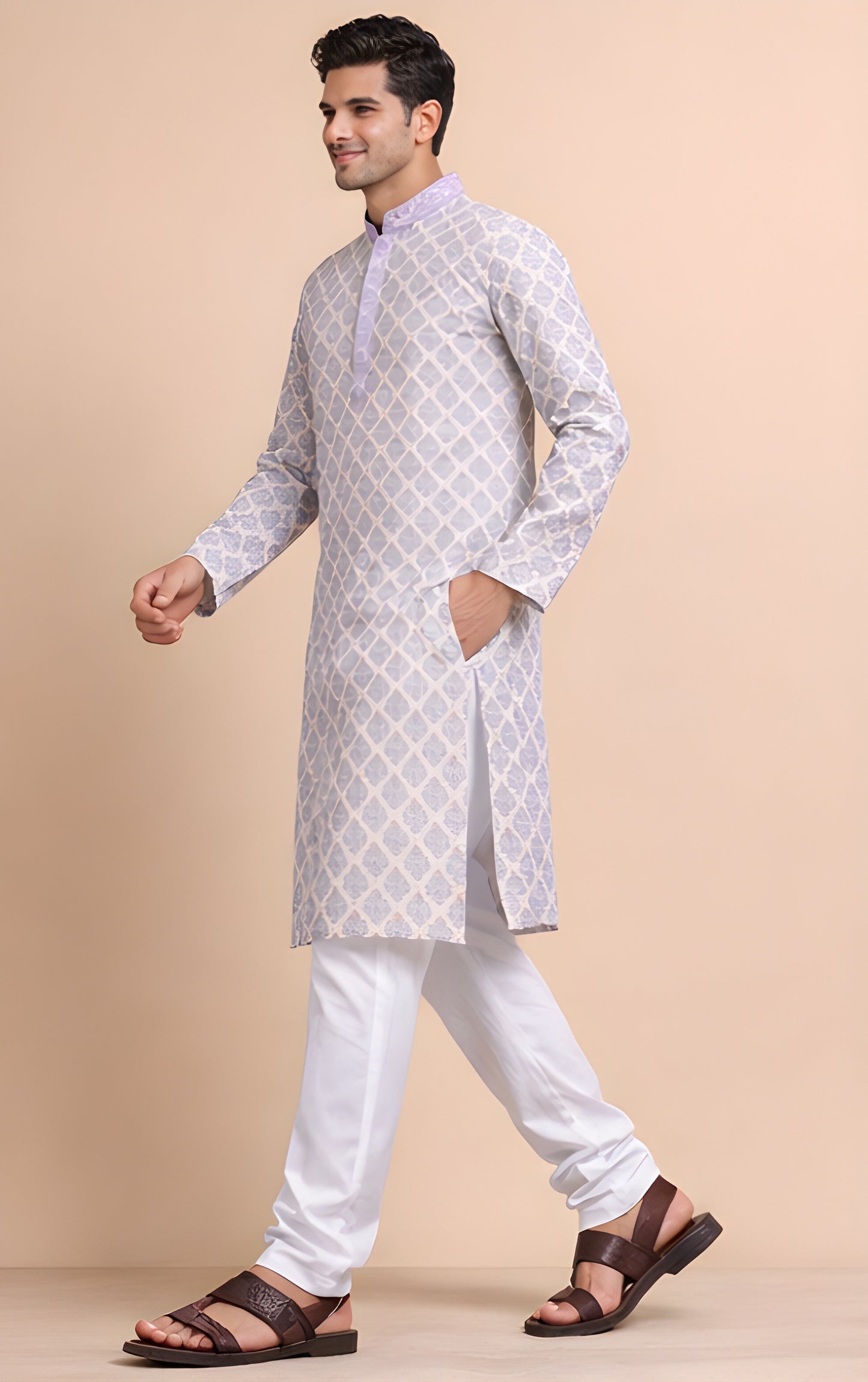 Tattva Men Ethnic Motifs Printed Regular Sequinned Kurta with Pyjamas