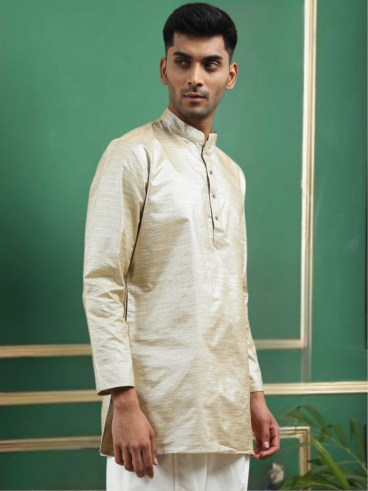 Tattva Mellow Toned jaquard Polyster Short Kurta