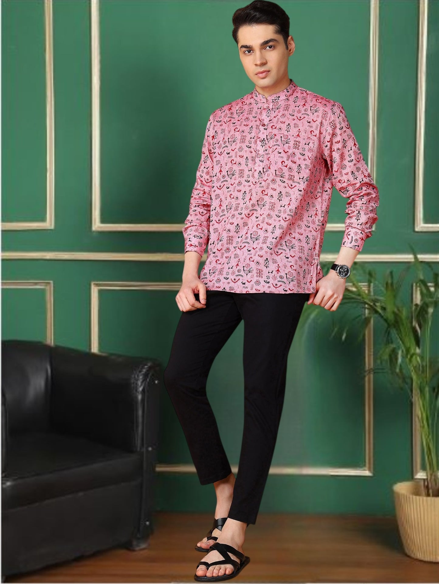 Tattva Men Tribal Printed Short Kurta