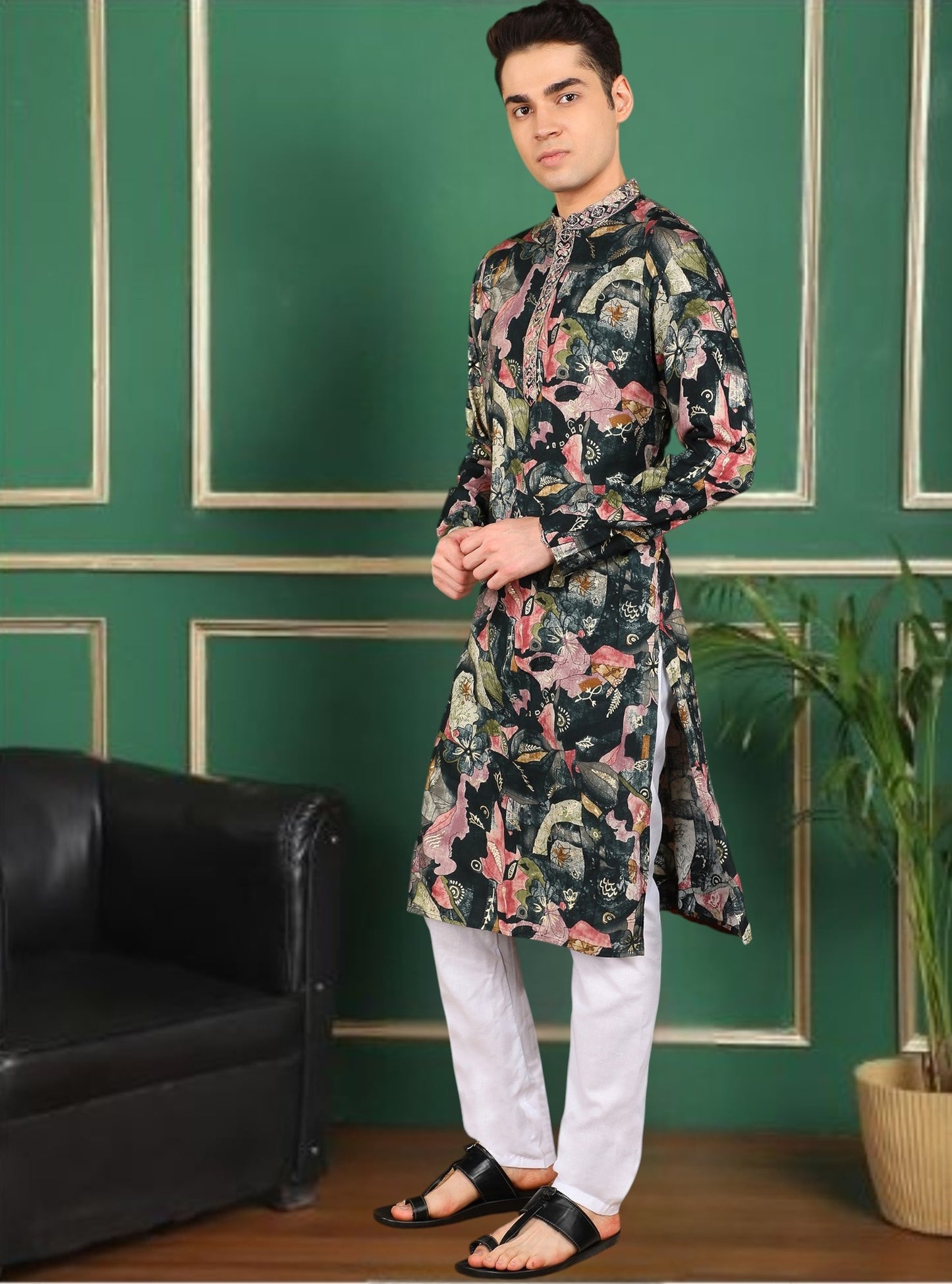 Tattva Men Abstract Printed Kurta Pyjama Set