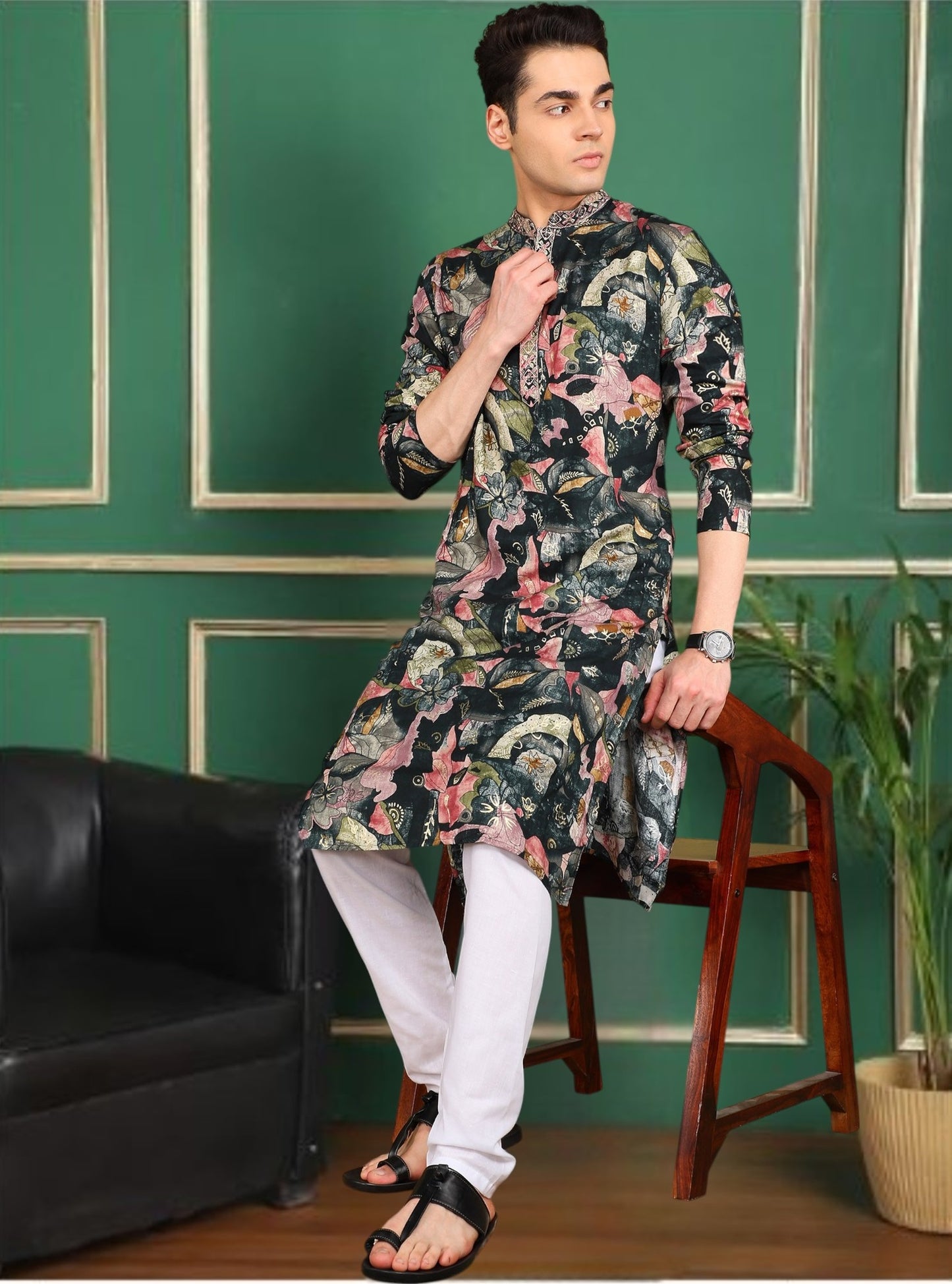 Tattva Men Abstract Printed Kurta Pyjama Set