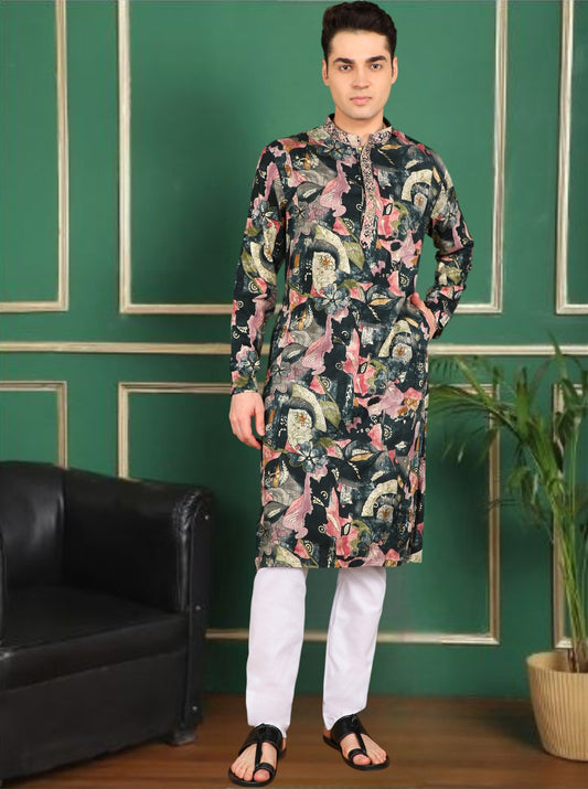Tattva Men Abstract Printed Kurta Pyjama Set
