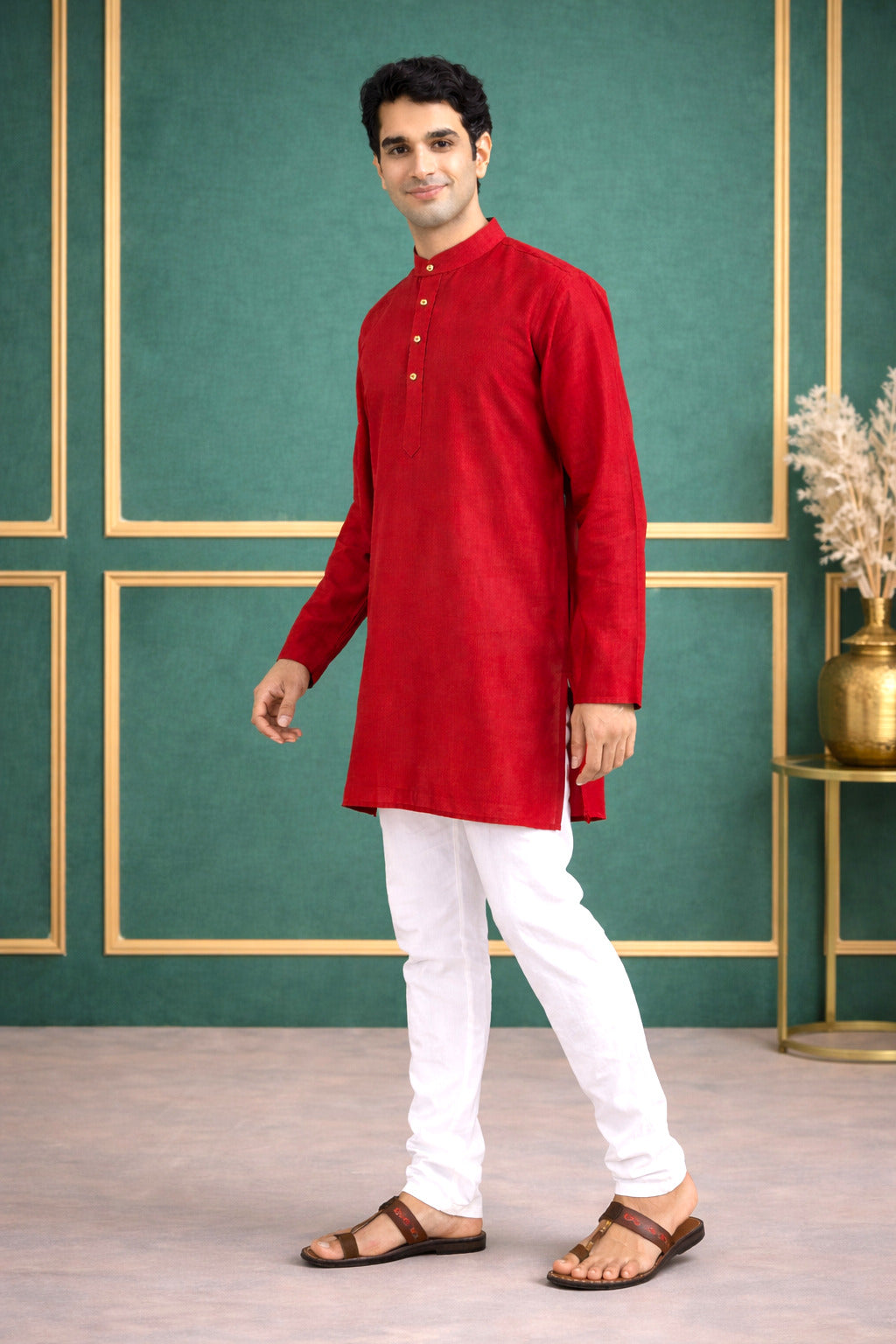 Tattva Men Premium Cotton Solid Straight Kurta