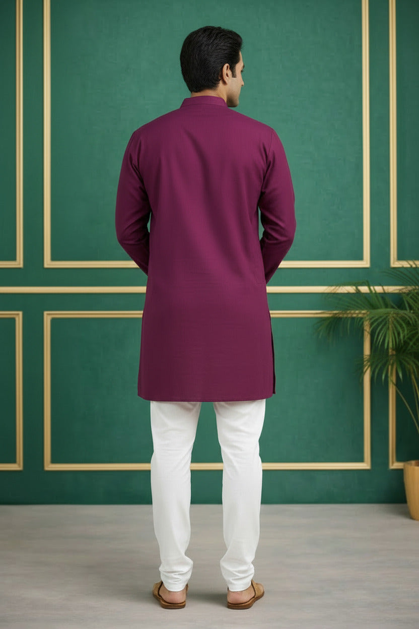 Tattva Men Premium Cotton Solid Straight Kurta