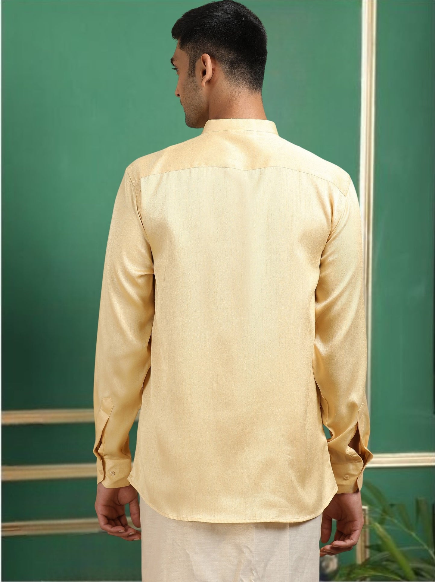 Tattva Men Beige Solid Super Short Kurta