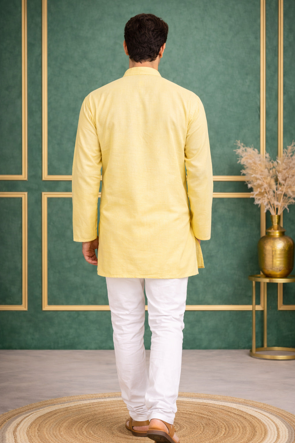 Tattva Men Premium Cotton Solid Straight Kurta