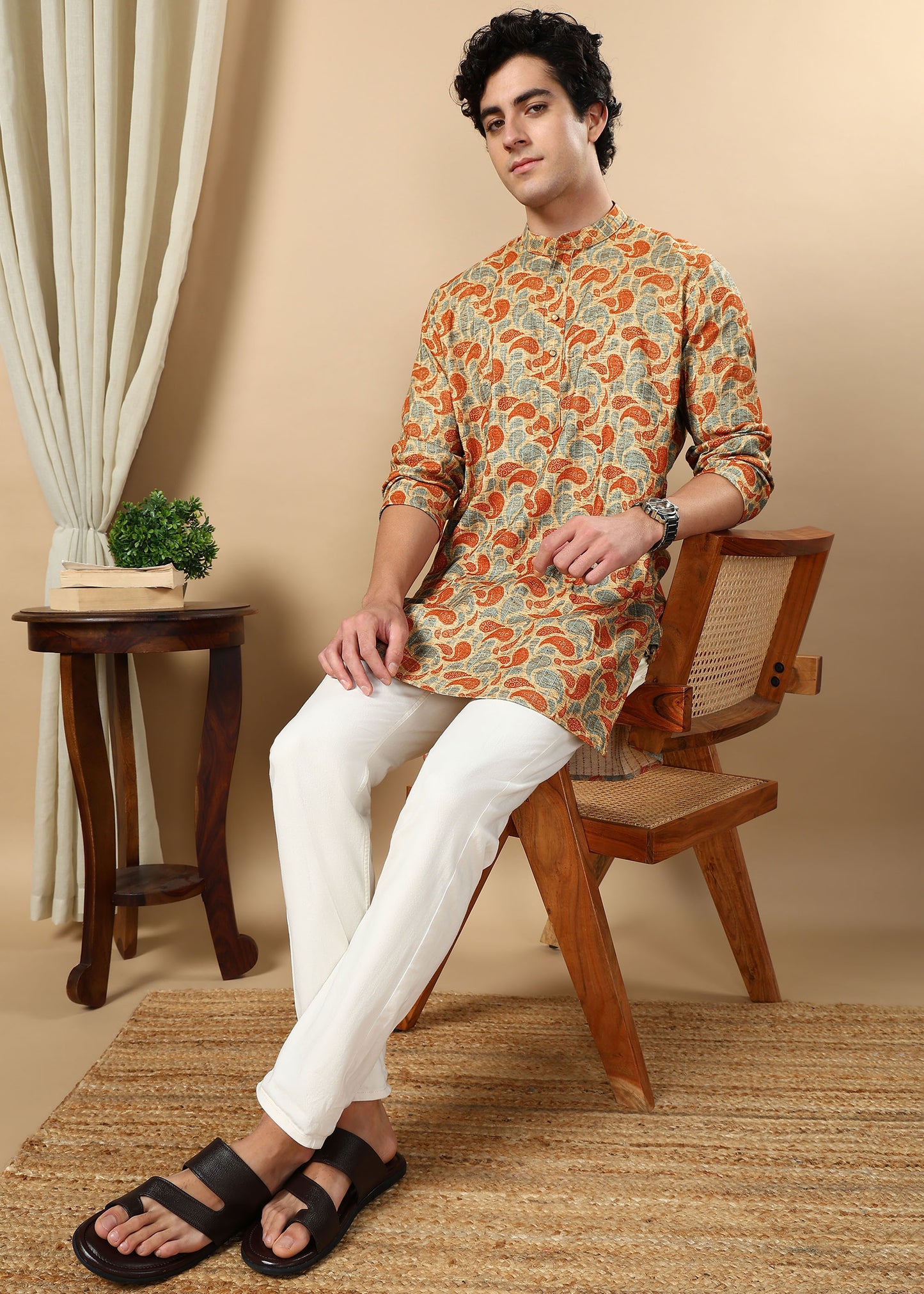 Tattva Bronze Printed Short Kurta