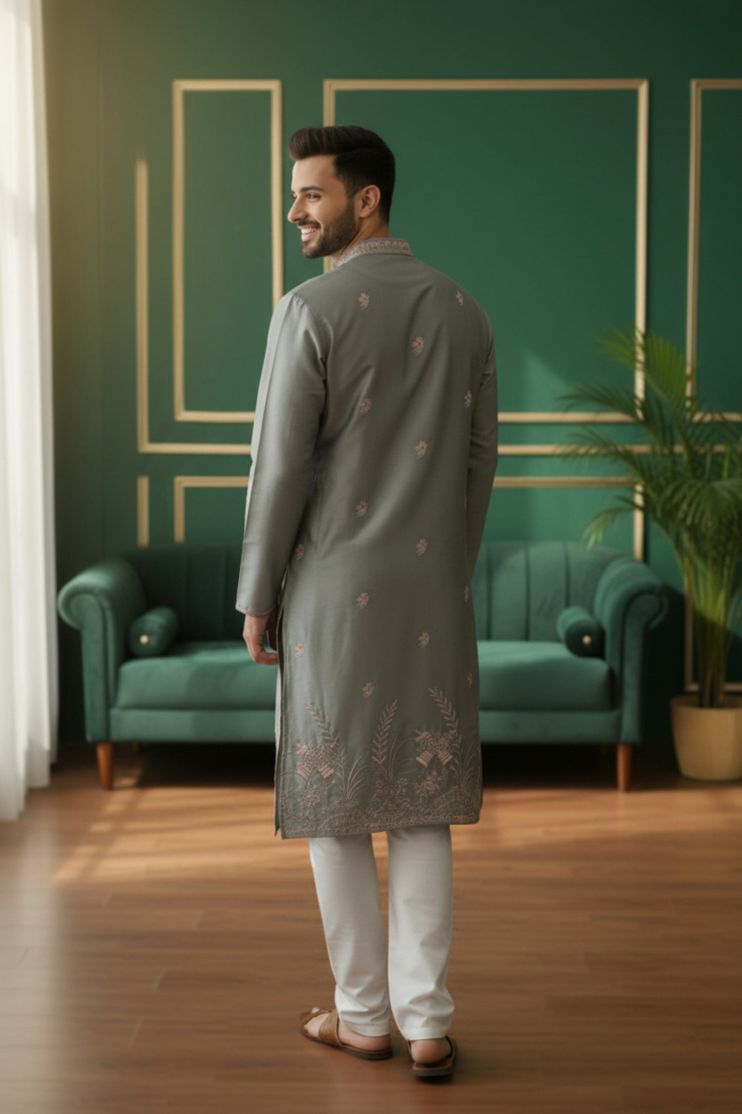 Tattva Men Embroidered Threadwork Kurta with Pyjama