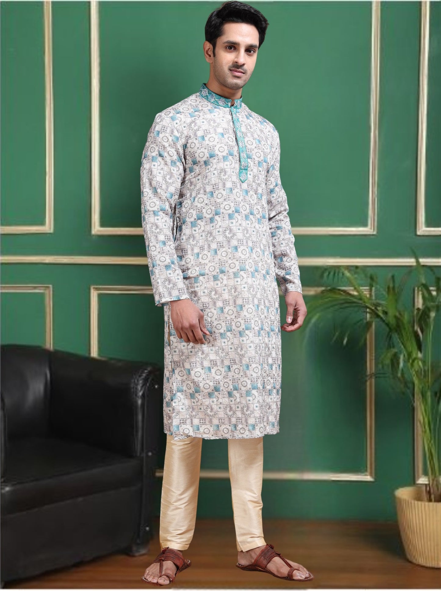 Tattva Men Empire Sequinned Kurta with Pyjamas