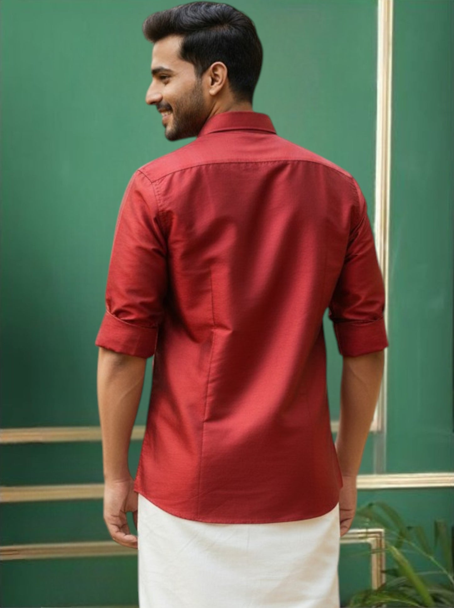 Tattva Mens Maroon Solid Shirt