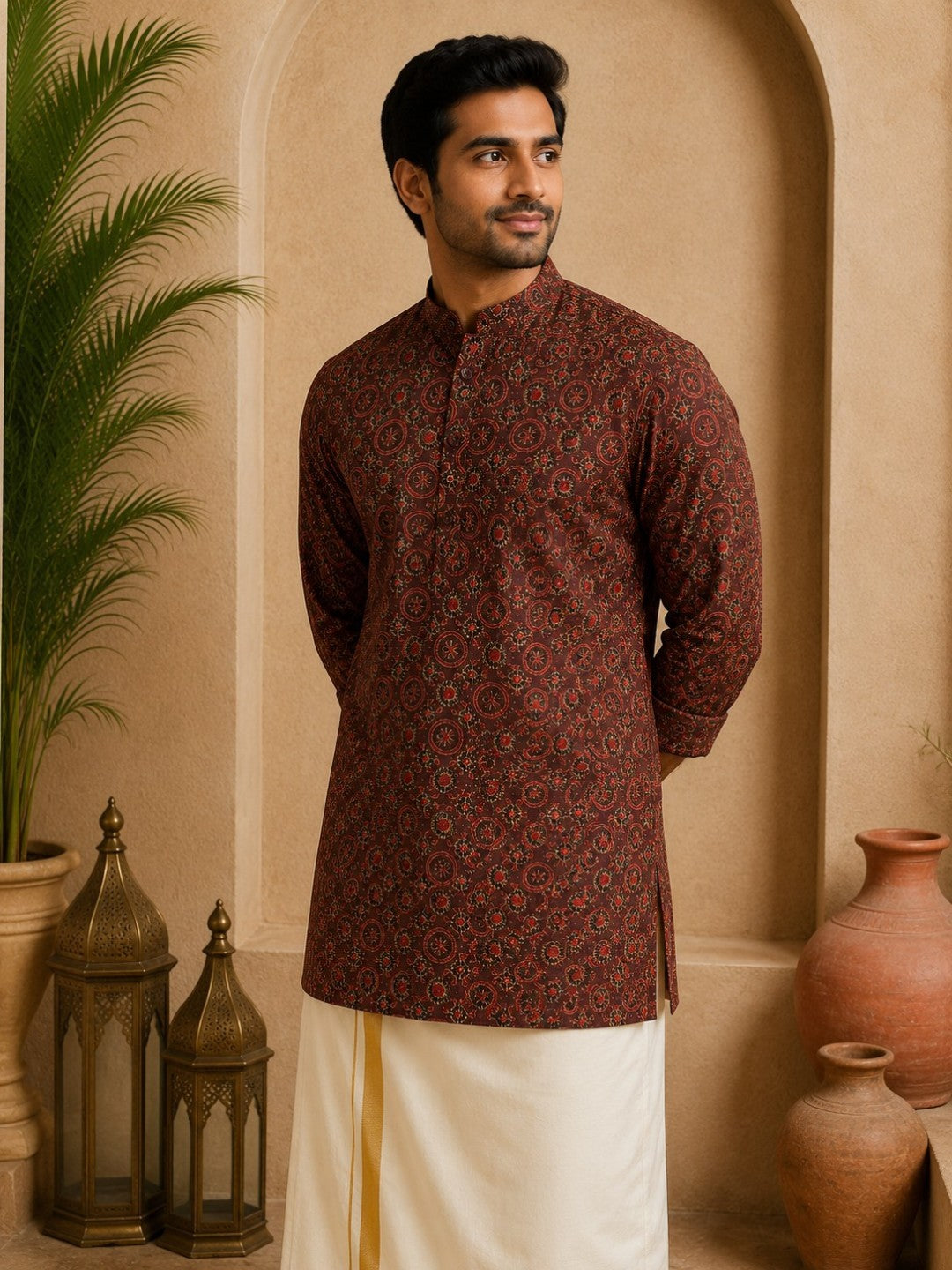 Tattva Men Printed Super Short Kurta