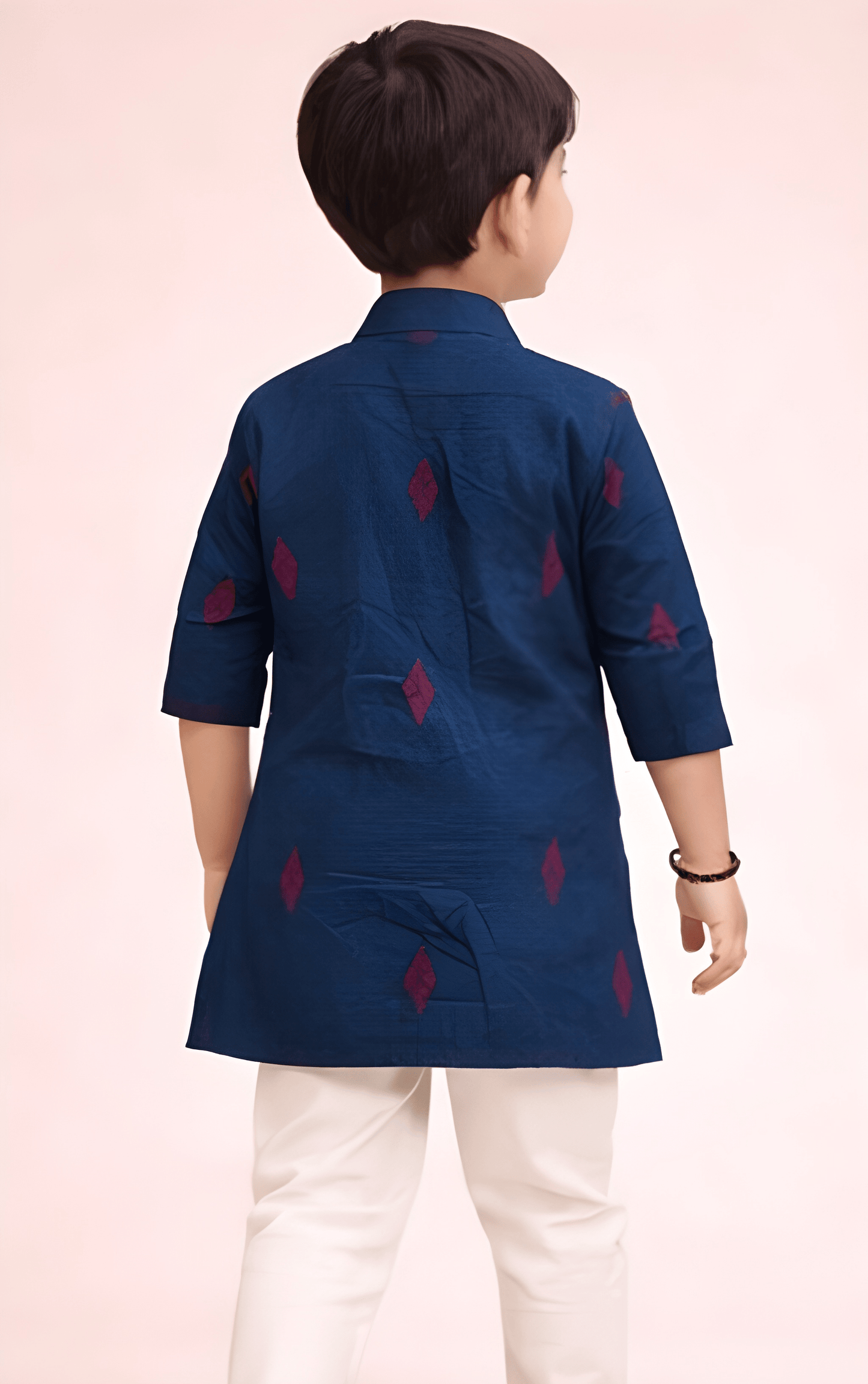 TATTVA Boys Ethnic Kurta with Ikat Woven Motif & Mandarin Collar