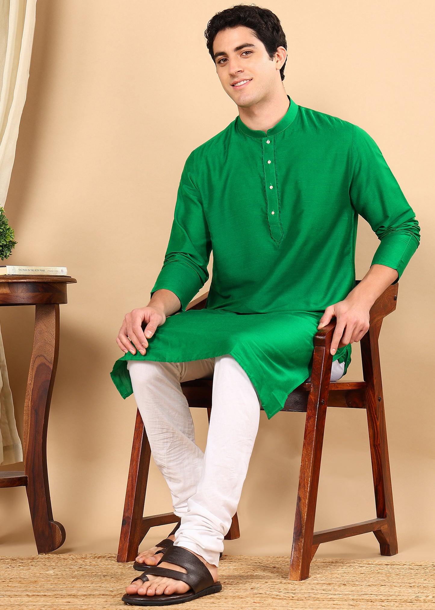 Tattva Men Solid Opaque Cotton Kurta Pyjama Set