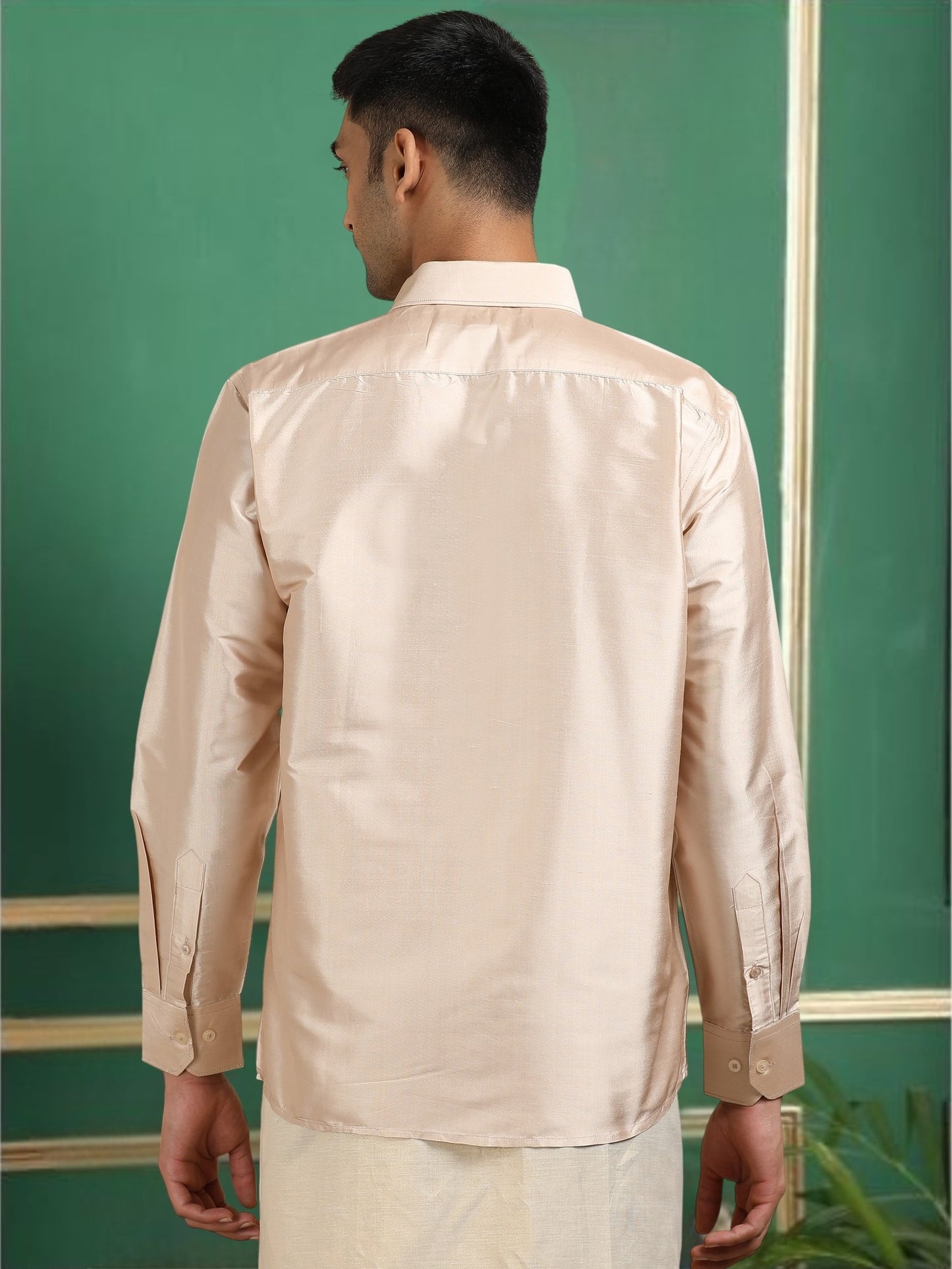 Tattva Men Copper Toned Pure Silk Shirt