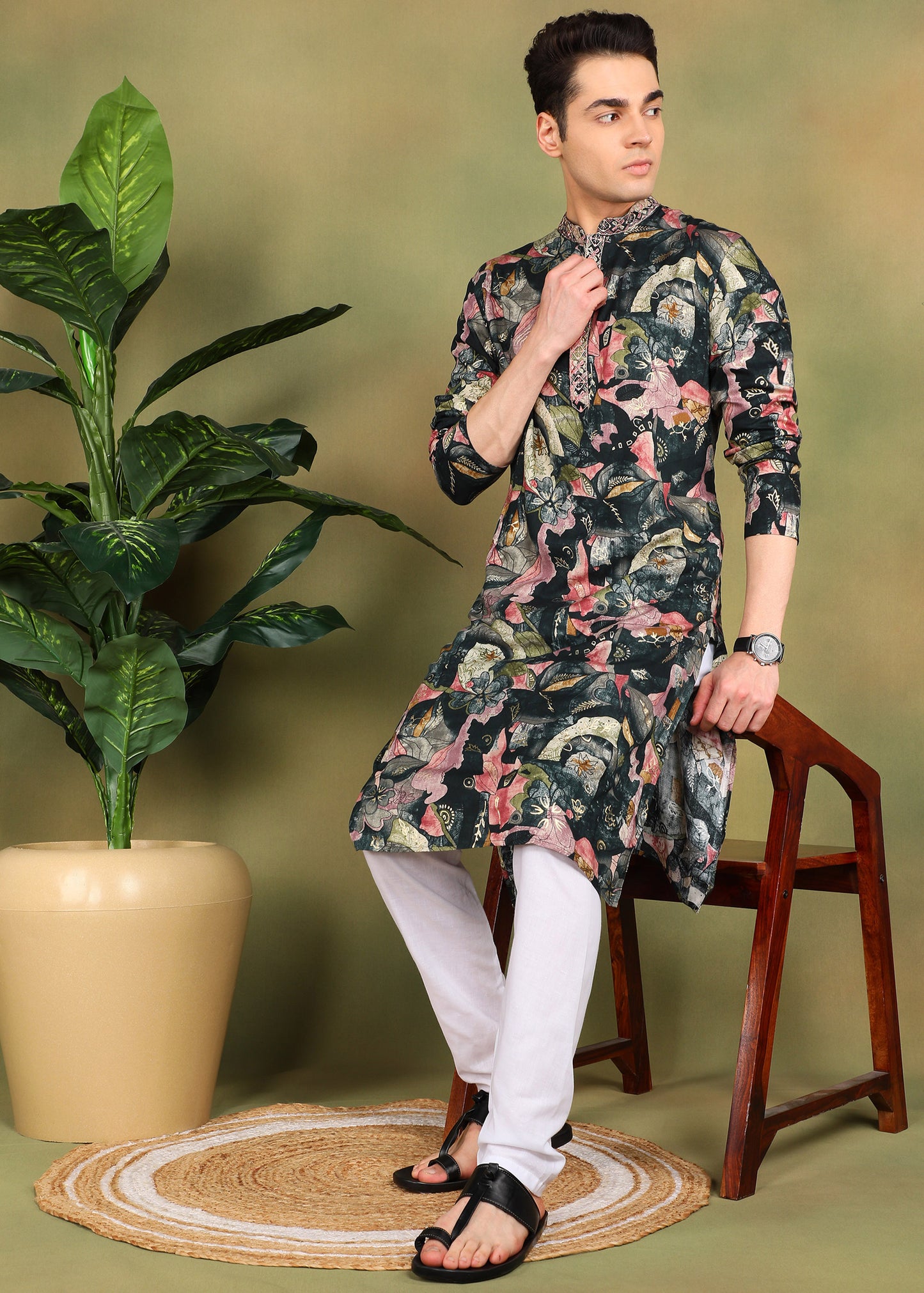 Tattva Men Abstract Printed Kurta Pyjama Set