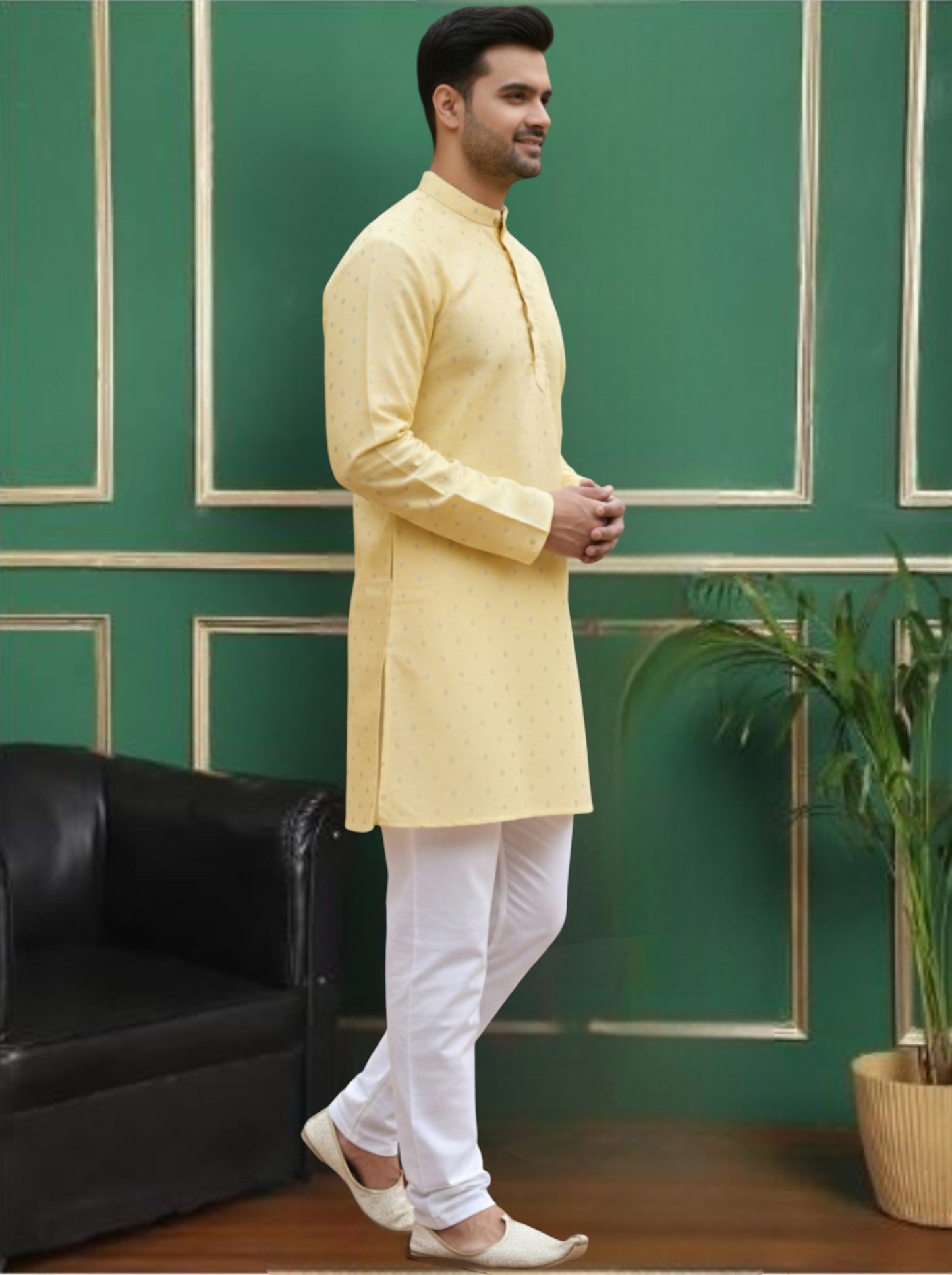 Tattva Men Ethnic Motif Straight Short Kurta