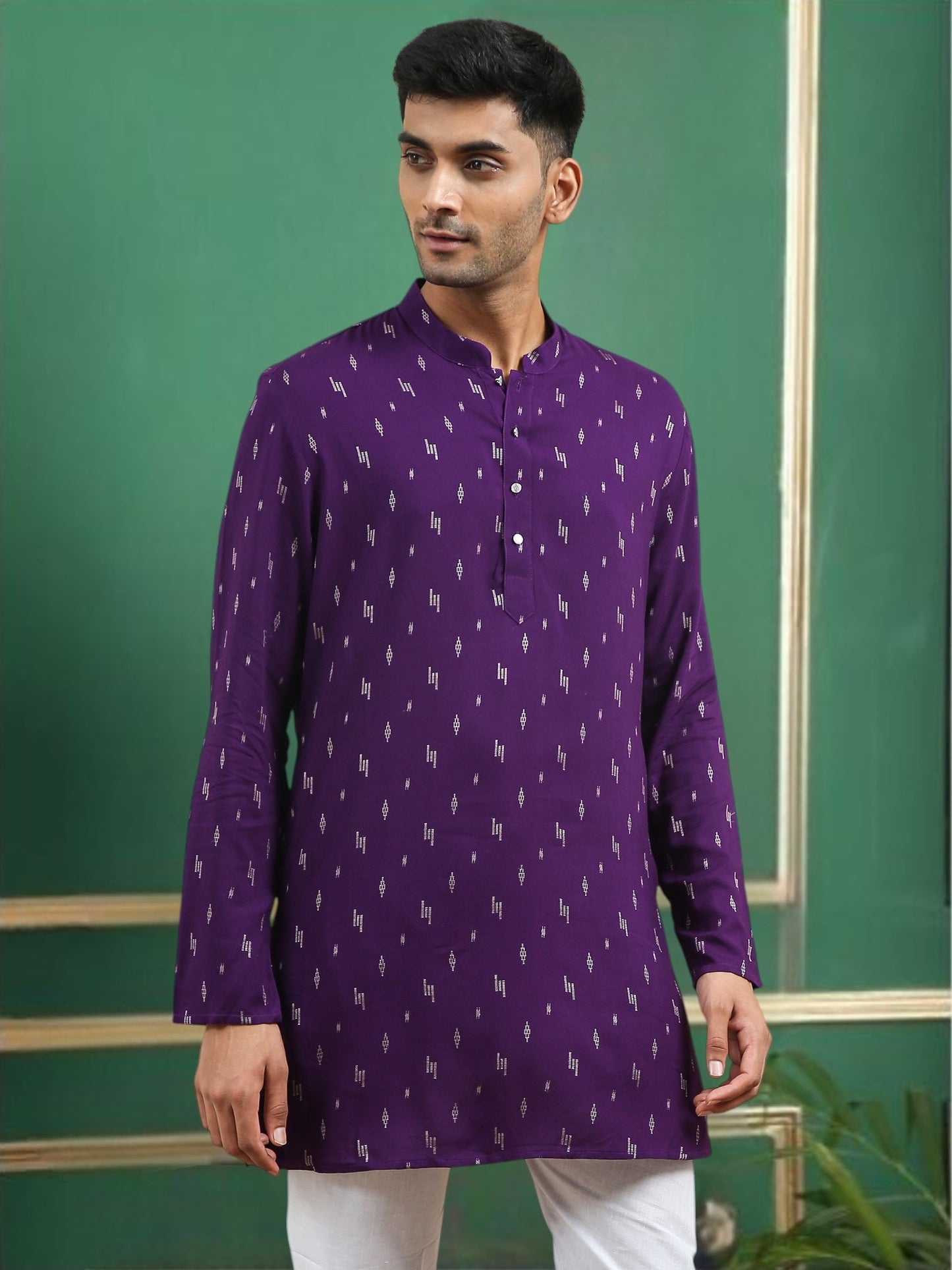 Tattva Violet Toned Printed Cotton Short Kurta