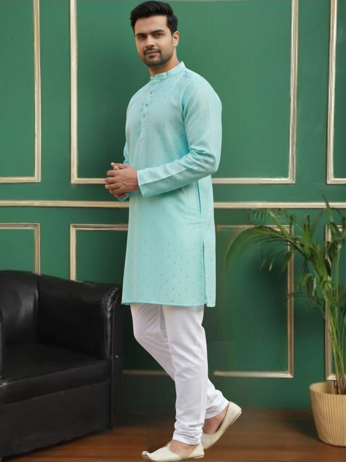 Tattva Men Ethnic Motif Straight Short Kurta