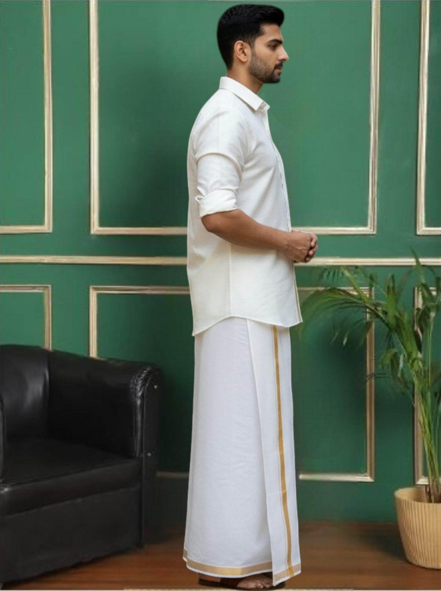 Cream Color Art Silk Slim Fit Solid Party Shirt