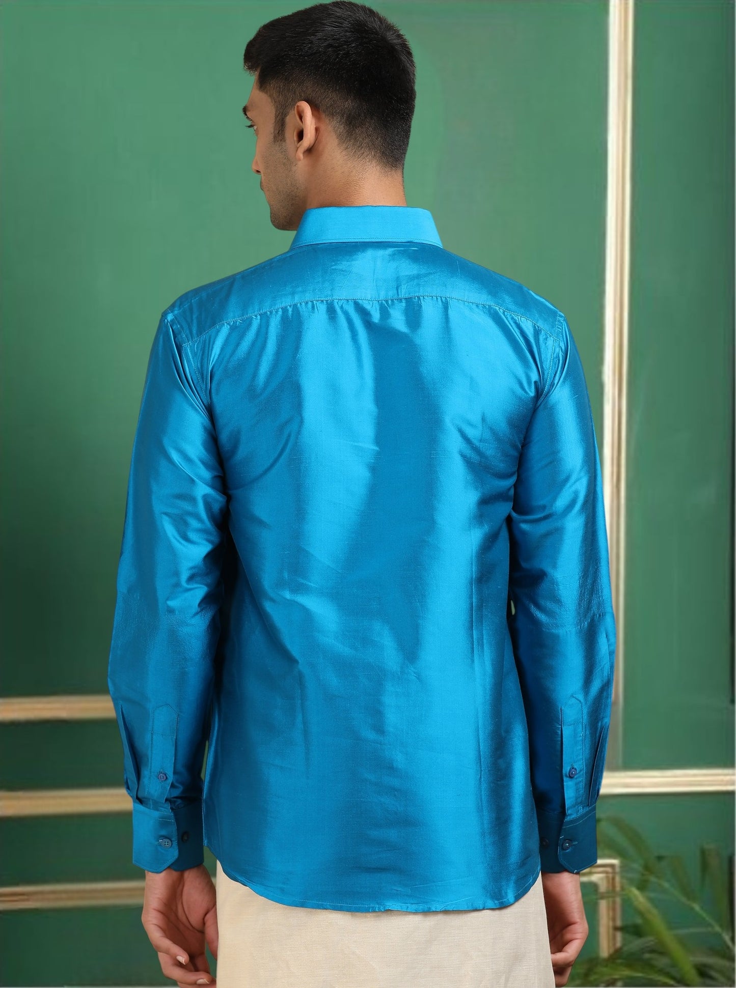Tattva Men Blue Toned Pure Silk Shirt