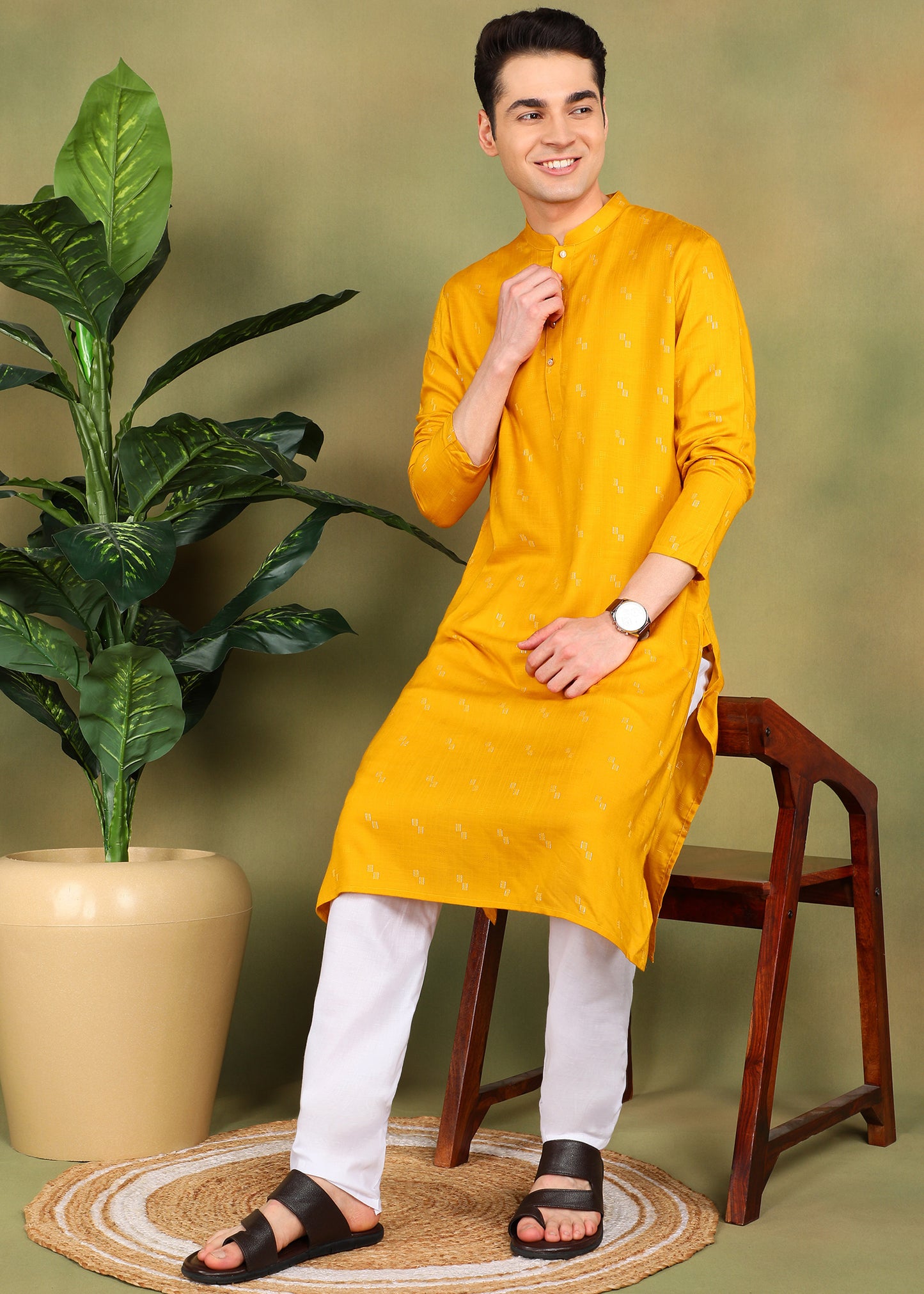 Tattva Men Geometric Printed Kurta Pyjama Set
