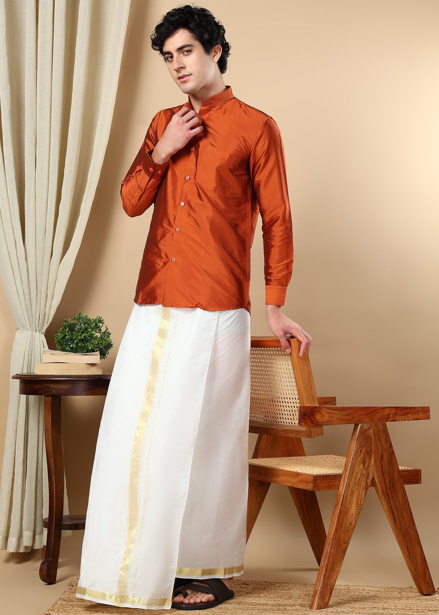 Tattva Men Copper Solid Shirt