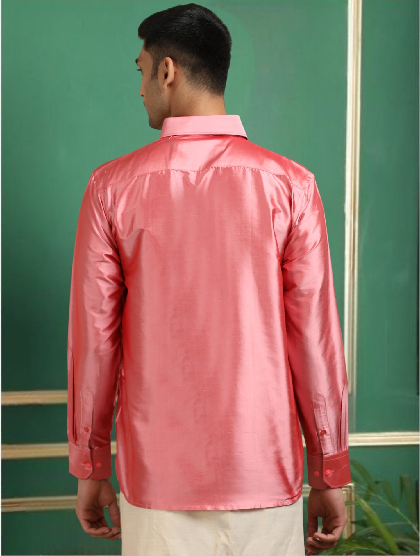 Tattva Men Rose Toned Pure Silk Shirt