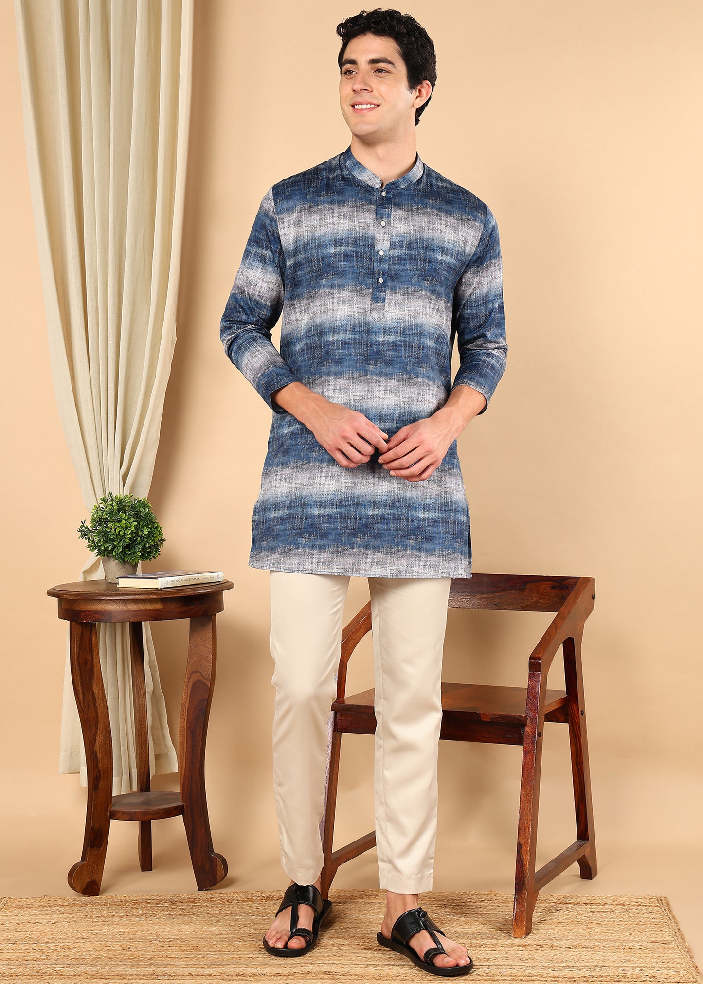 Tattva Men Striped Casual Kurta