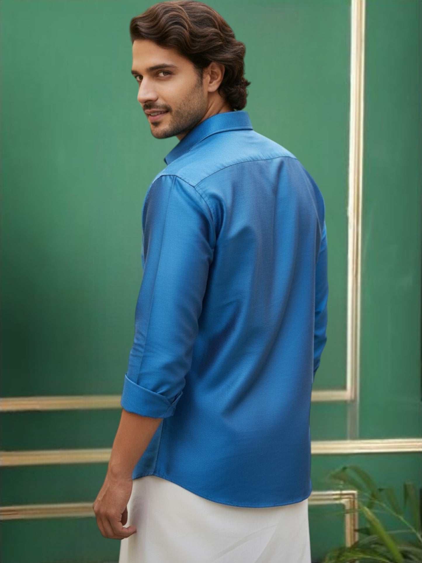 Tattva Mens Deep Blue Solid Shirt