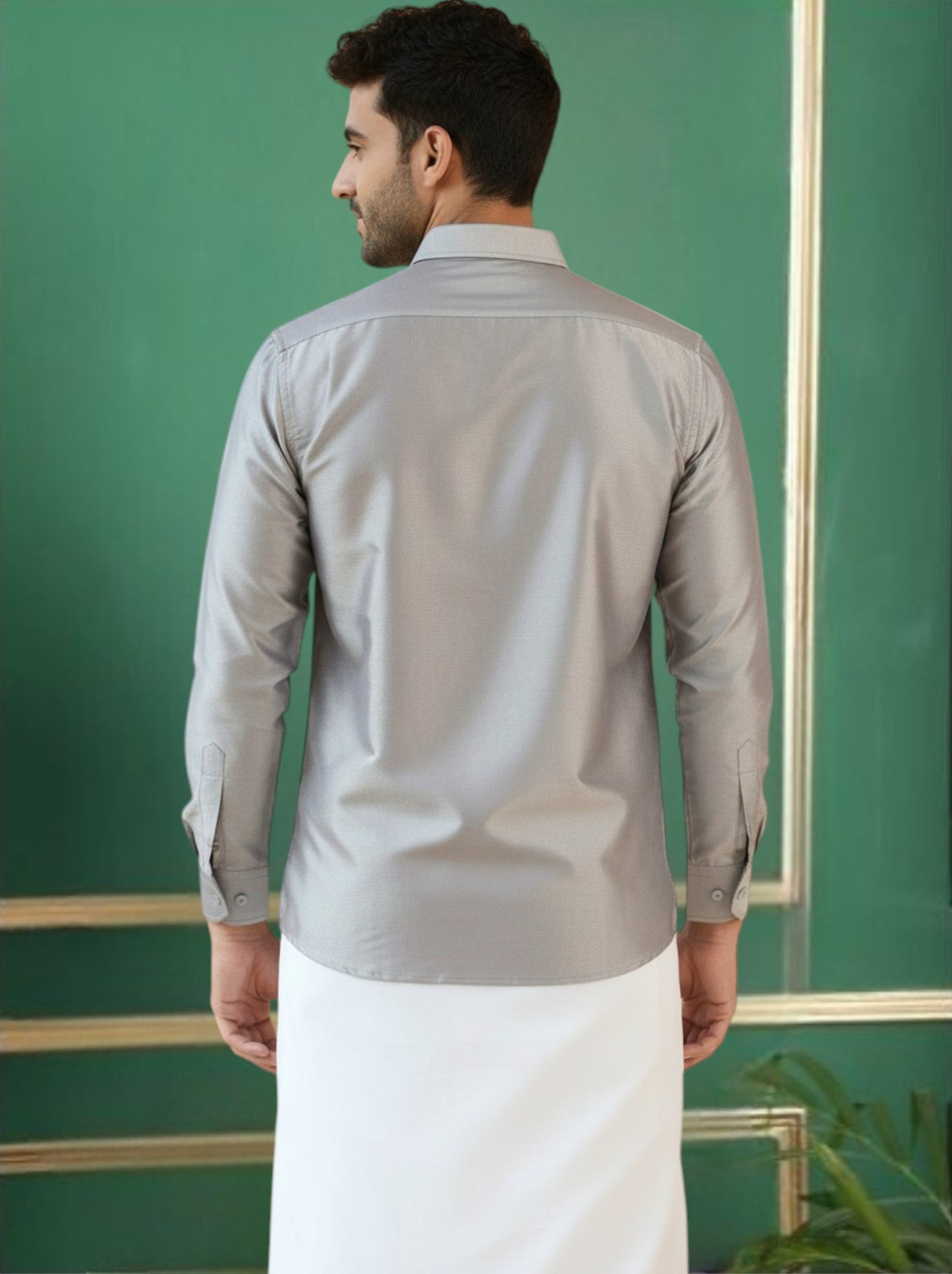 Tattva Mens Silver Colour Solid Shirt