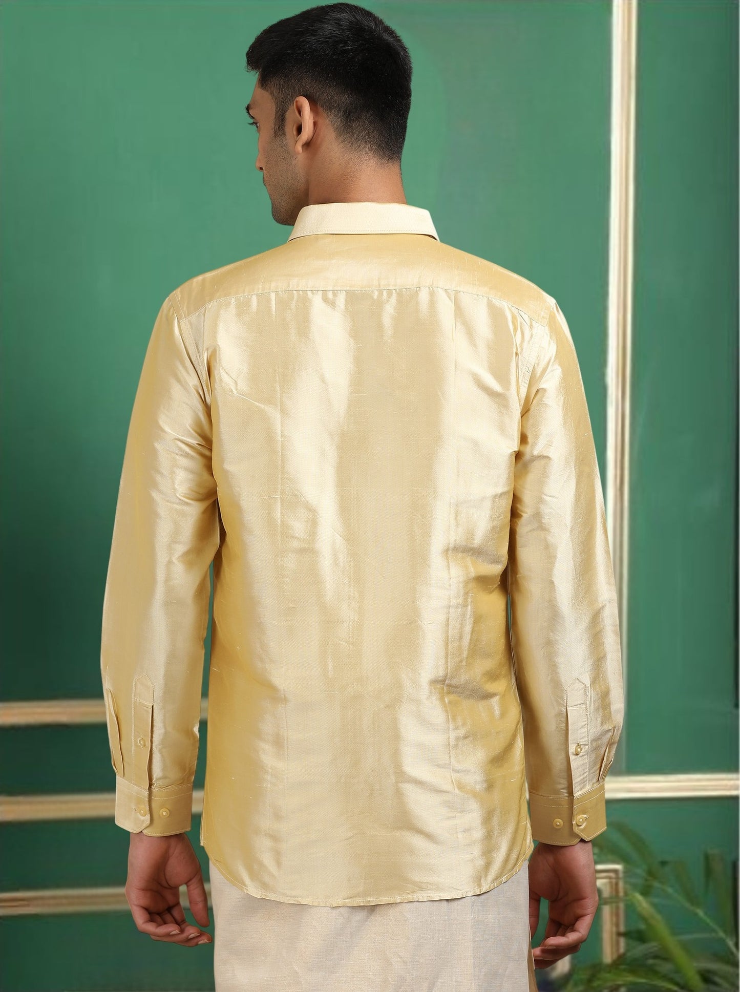 Tattva Men Beige Toned Pure Silk Shirt