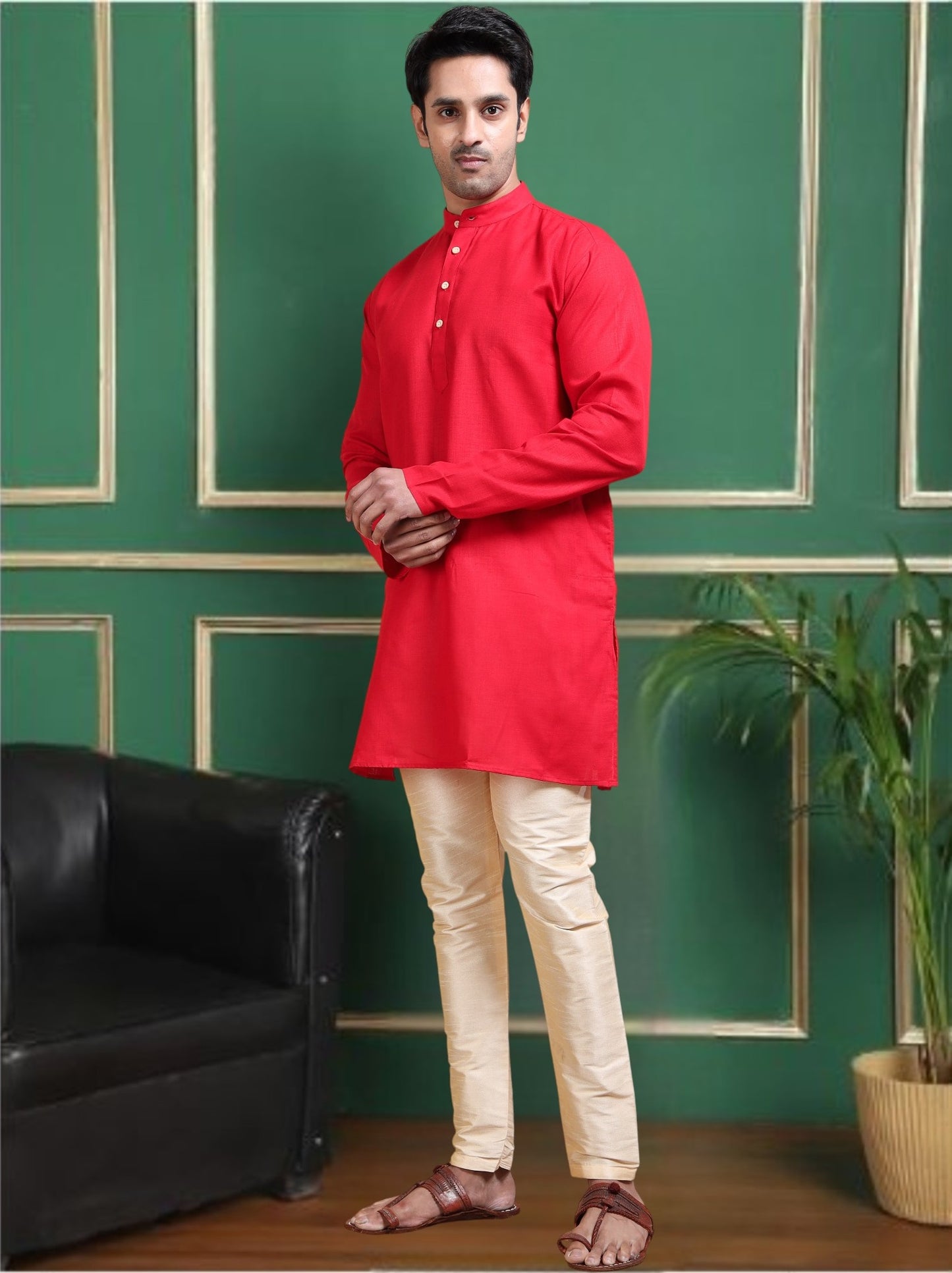 Tattva Solid Mandarin Collar Short Kurta